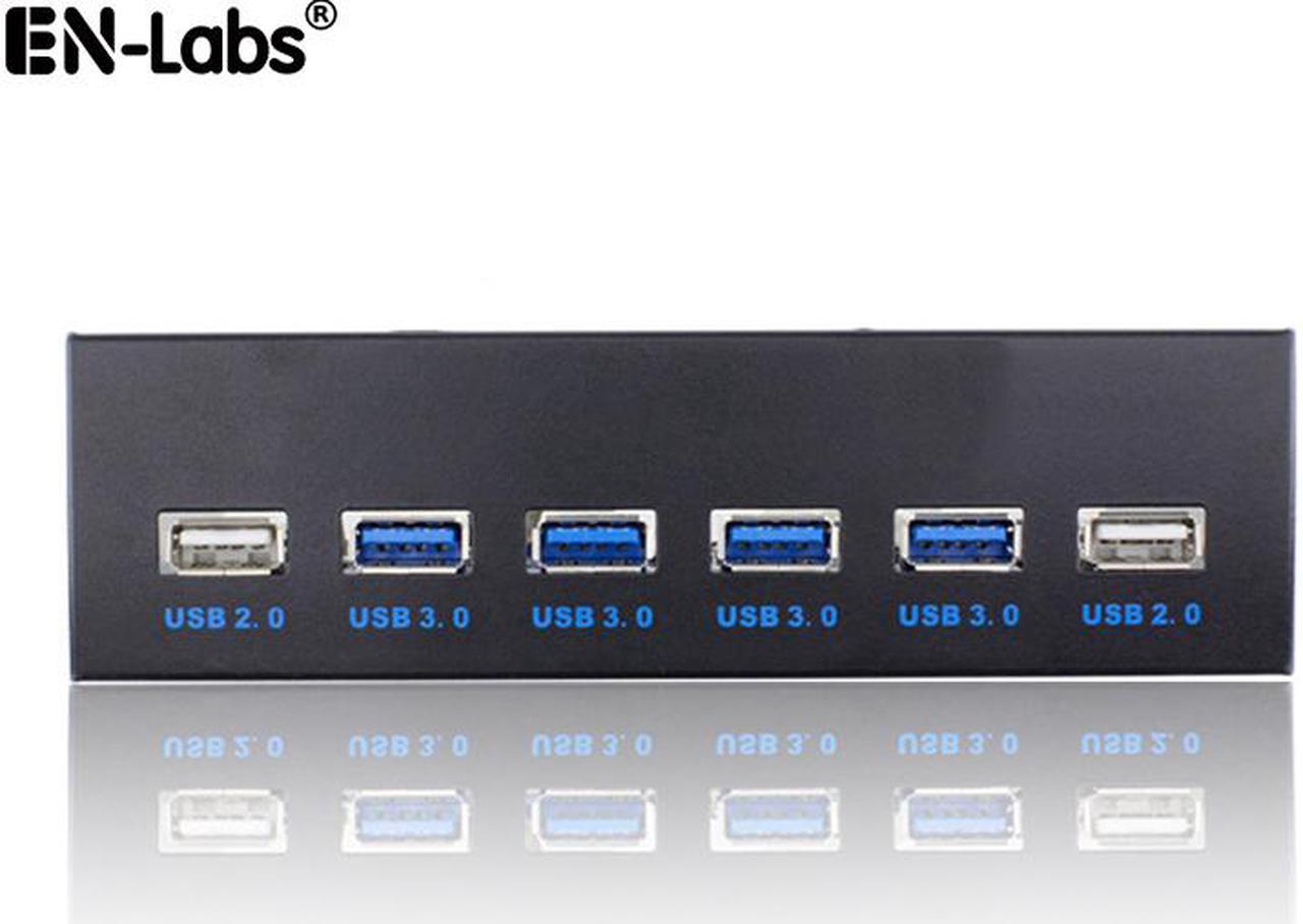 EnLabs FP525U22U34M PC Case 5.25 inch front panel 6 Ports USB Hub,4 Ports USB 3.0 & 2 Ports USB 2.0,2.6ft USB Type A Female to motherboard Adapter Cable