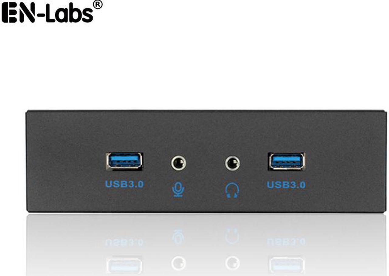 EnLabs FP525U32AM PC Case 5.25 inch front panel 2 Ports USB 3.0 USB Hub w/ HD Audio Output & Microphone,2.6ft USB 20pin to 2x USB 3.0 Splitter w/ Stereo Audio Mic