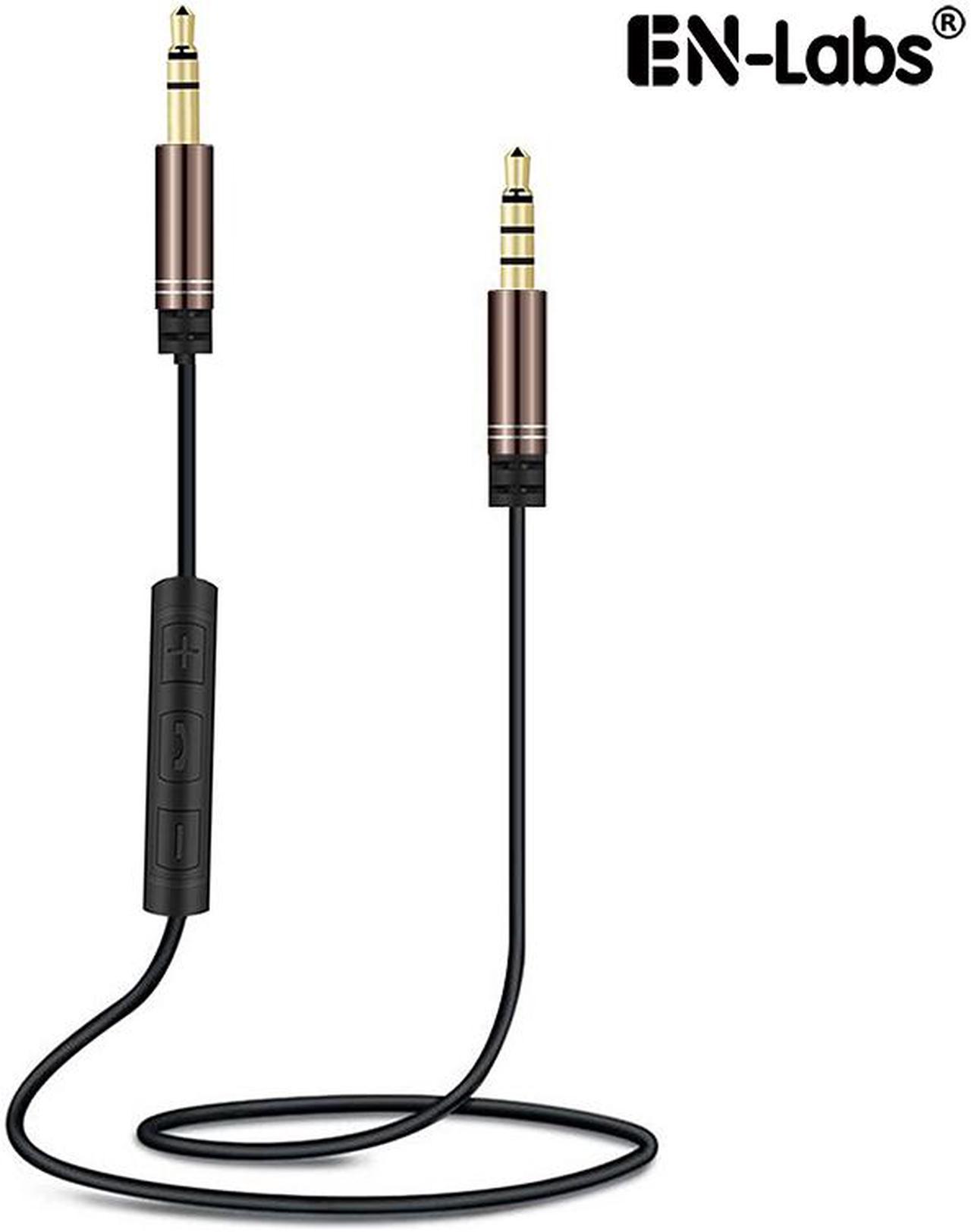 EnLabs 35RMMIC1MCO 3.5mm Aux Stereo Audio Cable w/ Mic and Volume Control In-line Remote Male Auxiliary Cord for Car, Headphone, iPhone, Computer Music and Voice Streaming -3.3ft - Black Coffee