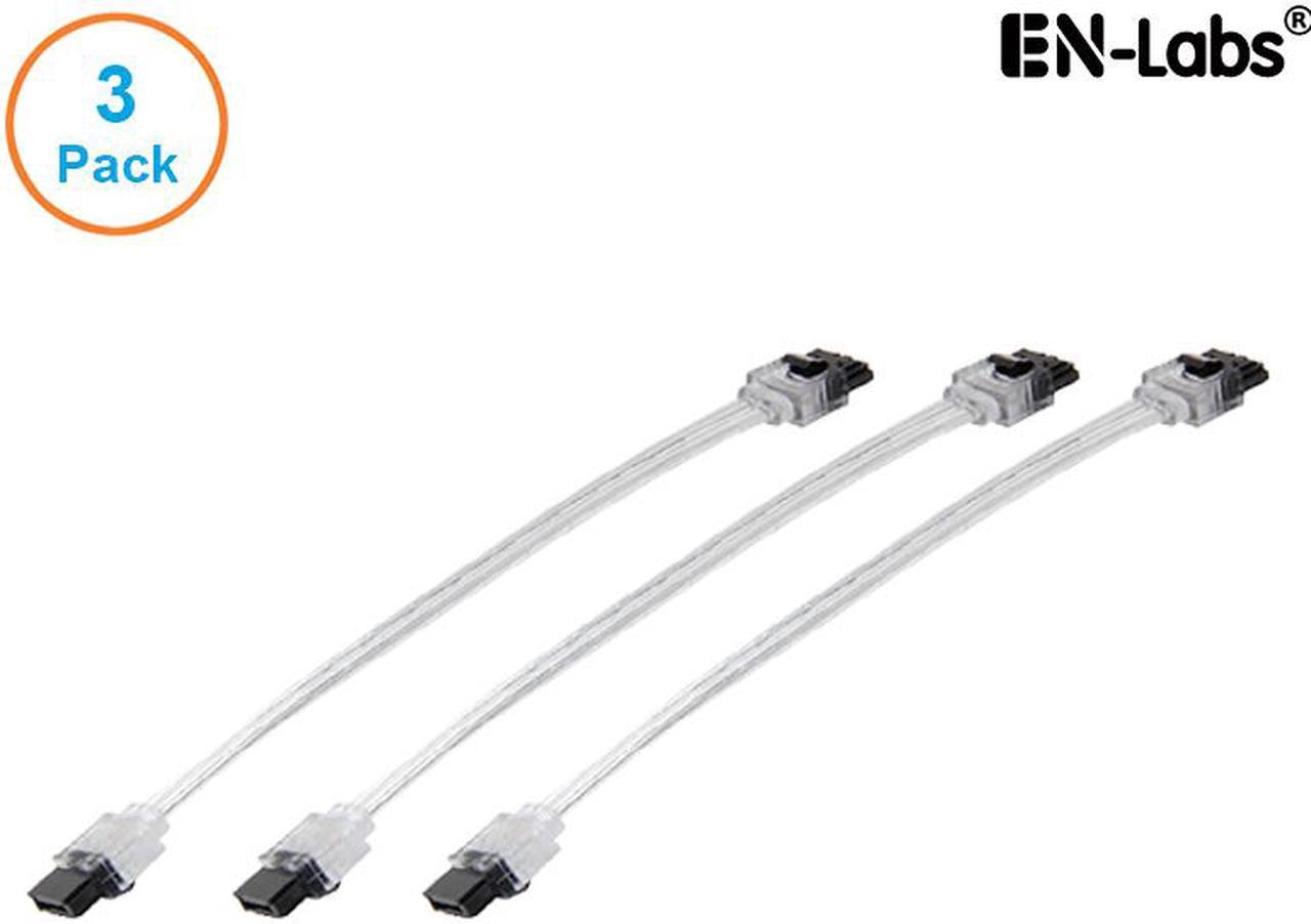 EnLabs 3PKSATAIII6CL 3 Pack SATA 3.0 6Gbps Straight HDD SDD Data Cable w/ Locking Latch - Clear - 6 inch