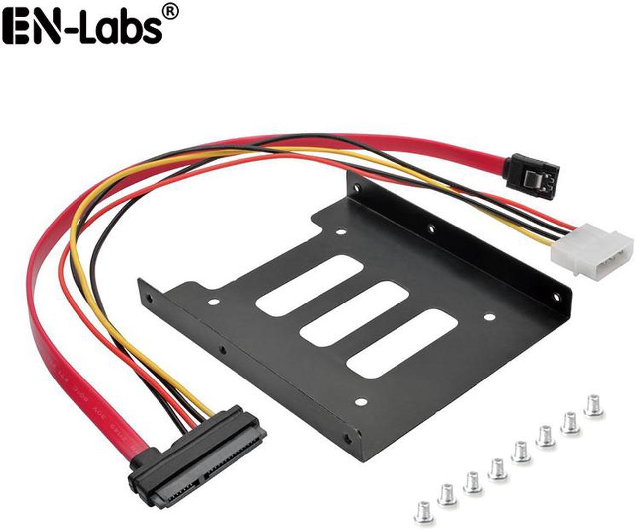 EnLabs 25TO35MAKIT 2.5" to 3.5" SSD HDD Metal Mounting Bracket Adapter Hard Drive Holder for PC SSD w/ 1.3ft SATA & Power Combo Cable