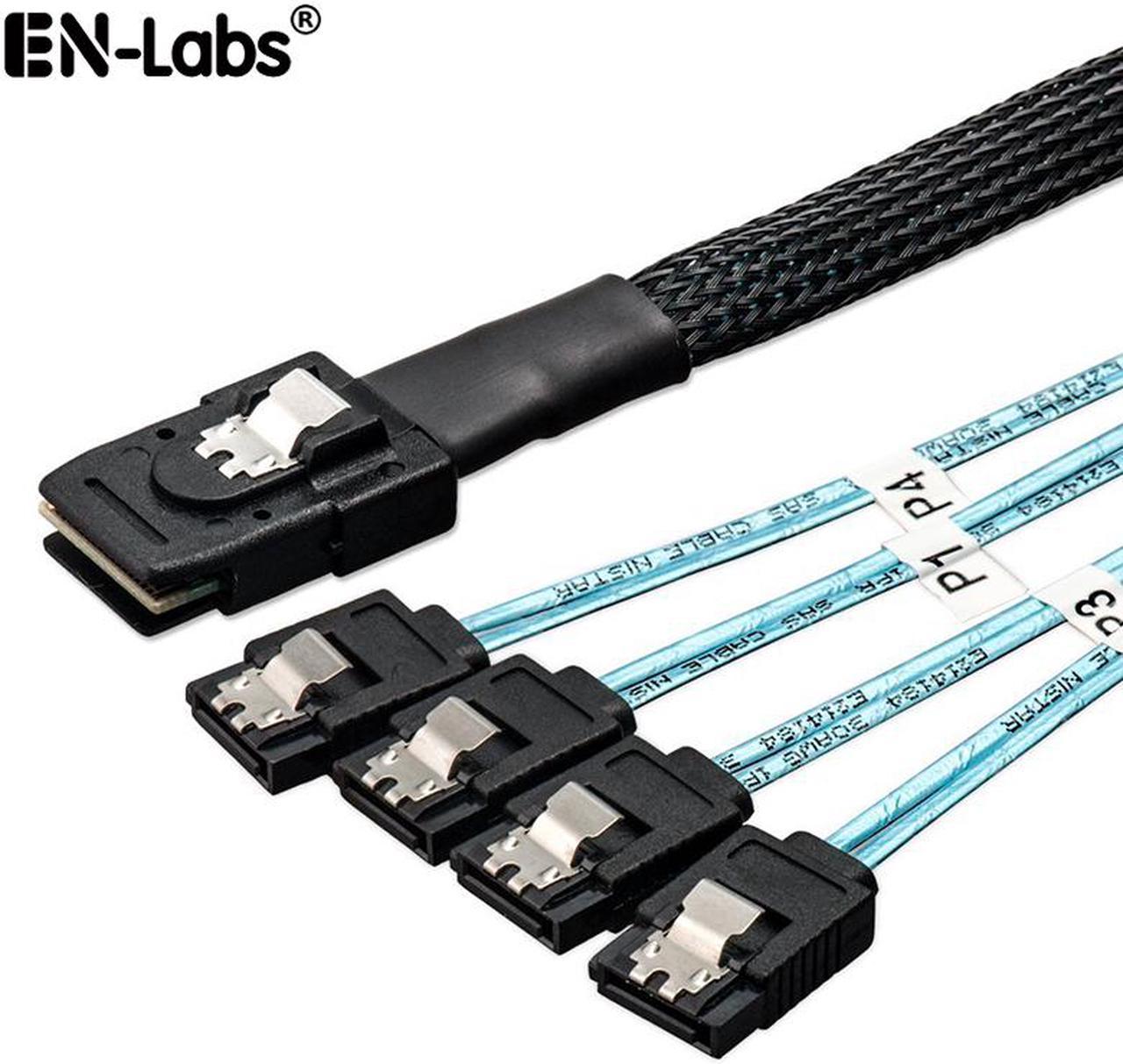 EnLabs SFF80874SATA50CM Internal Mini SAS to 4 x SATA Cable (SFF-8087 to SATA Forward Breakout),Mini SAS Host/Controller to 4 SATA Target/Backplane-1.64ft