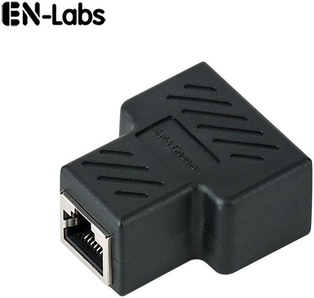 Enlabs RJ45SPL1X2 RJ45 Splitter Adapter, RJ45 Female 1 to 2 port Female Ethernet Coupler, 8P8C LAN Network Extender Connector for Cat5, Cat5e, Cat6, Cat7