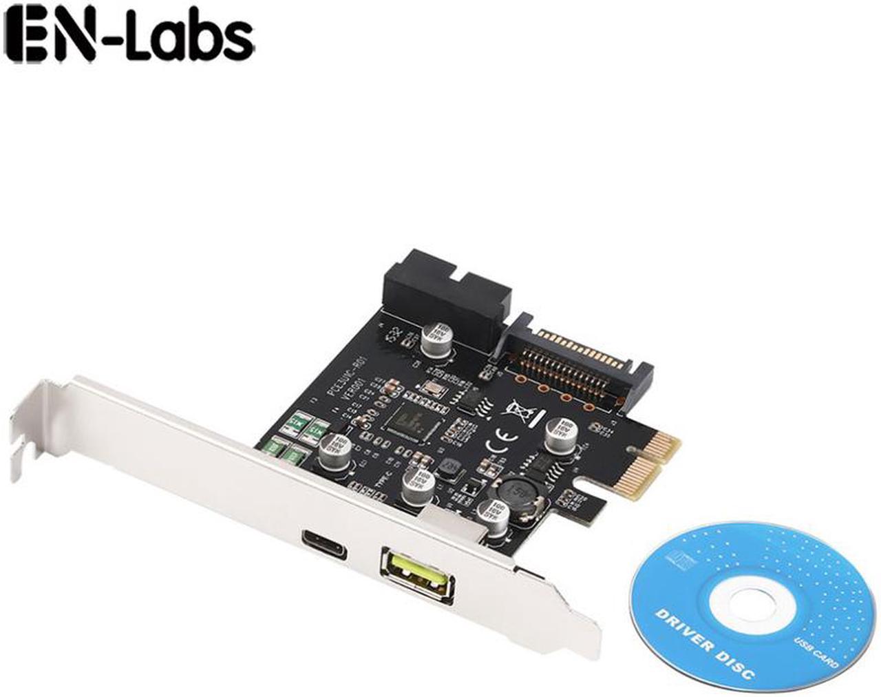 EnLabs PCIEU3C20SC PCIe Express Card to USB 3.0 Type-C w/ 2.4A Quick Charging and 19Pin USB 3.0 Dual,Port Power by 15pin SATA