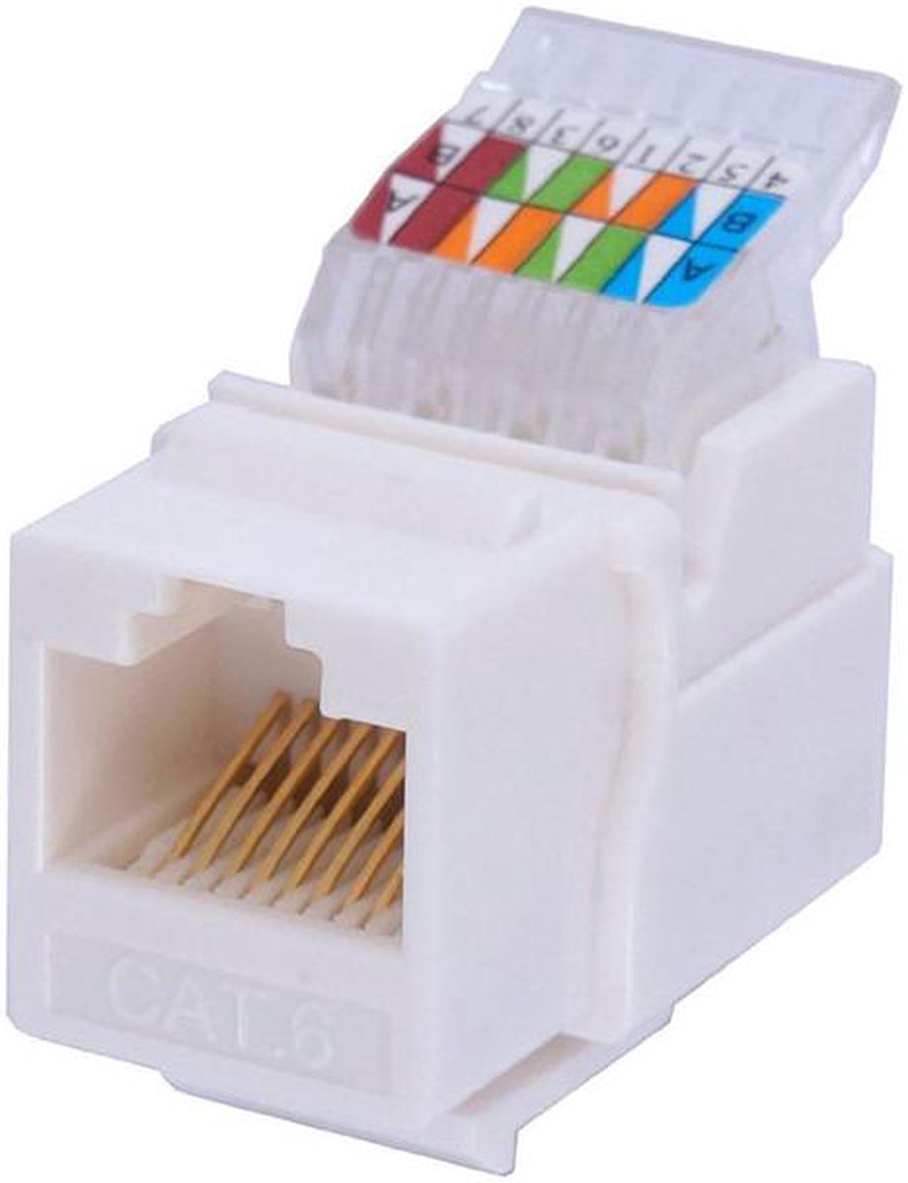 Enlabs IDC RJ45 Cat6 UTP Tool-less Keystone Module Female Jack Connector Adapter w/ Color Coded for Wall Plate ,Twisted Pair RJ-45 Internet Network Ethernet Lan Cable