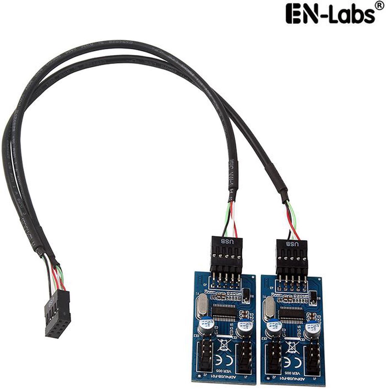 Enlabs INU29P1X4 Motherboard USB 2.0 9pin Header 1 to 4 Extension Hub Splitter Adapter - Converter MB USB 2.0 Male to 2 Male - 30CM USB 9-pin Internal Cable