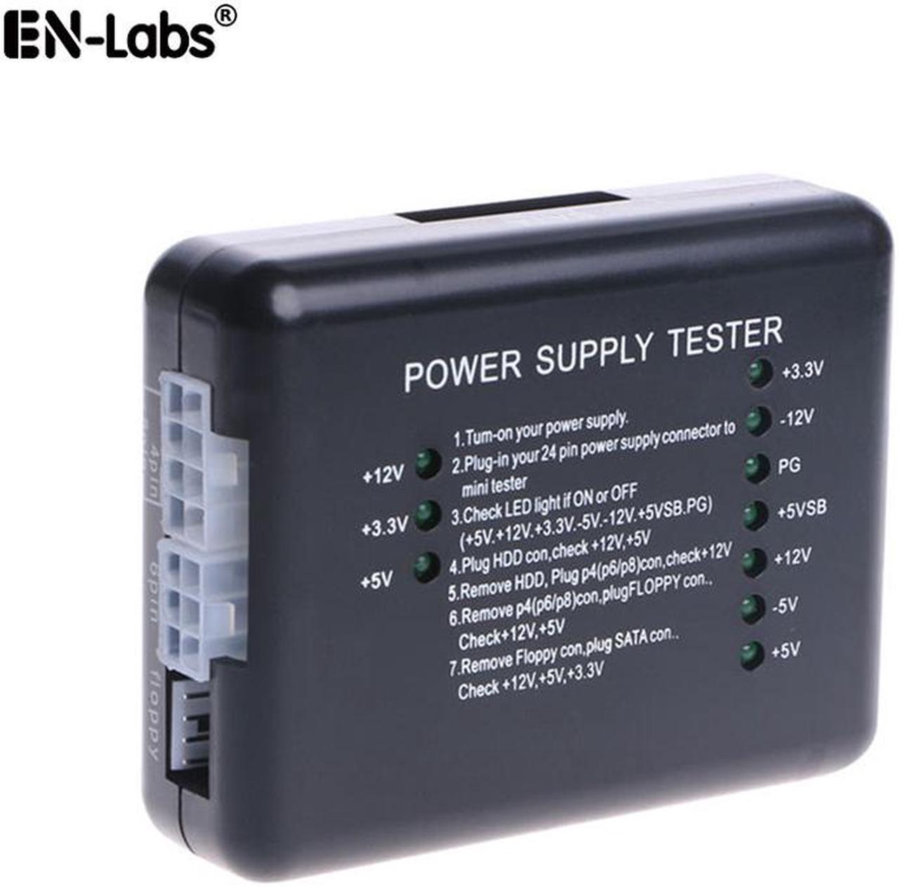 EnLabs PSUTESTER01 PC Computer 20/24 Pin Power Supply Tester With CPU ATX 4-pin,EPS 8pin, PCIe 6pin, SATA 15pin,HDD Molex 4pin, Floppy Small 4pin Connectors