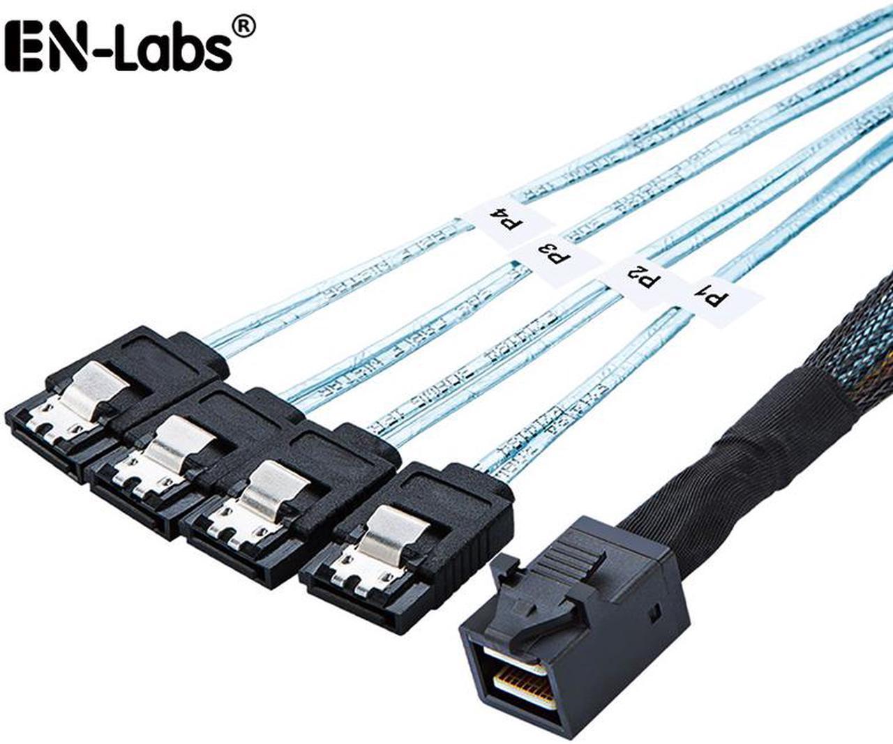 Enlabs SFF86434SATA25CM Internal 12G HD Mini SAS SFF-8643 to 4 x SATA Cable Hard Drive Cable,HD Mini SAS Host/Controller to 4 SATA Target/Backplane-10 Inches