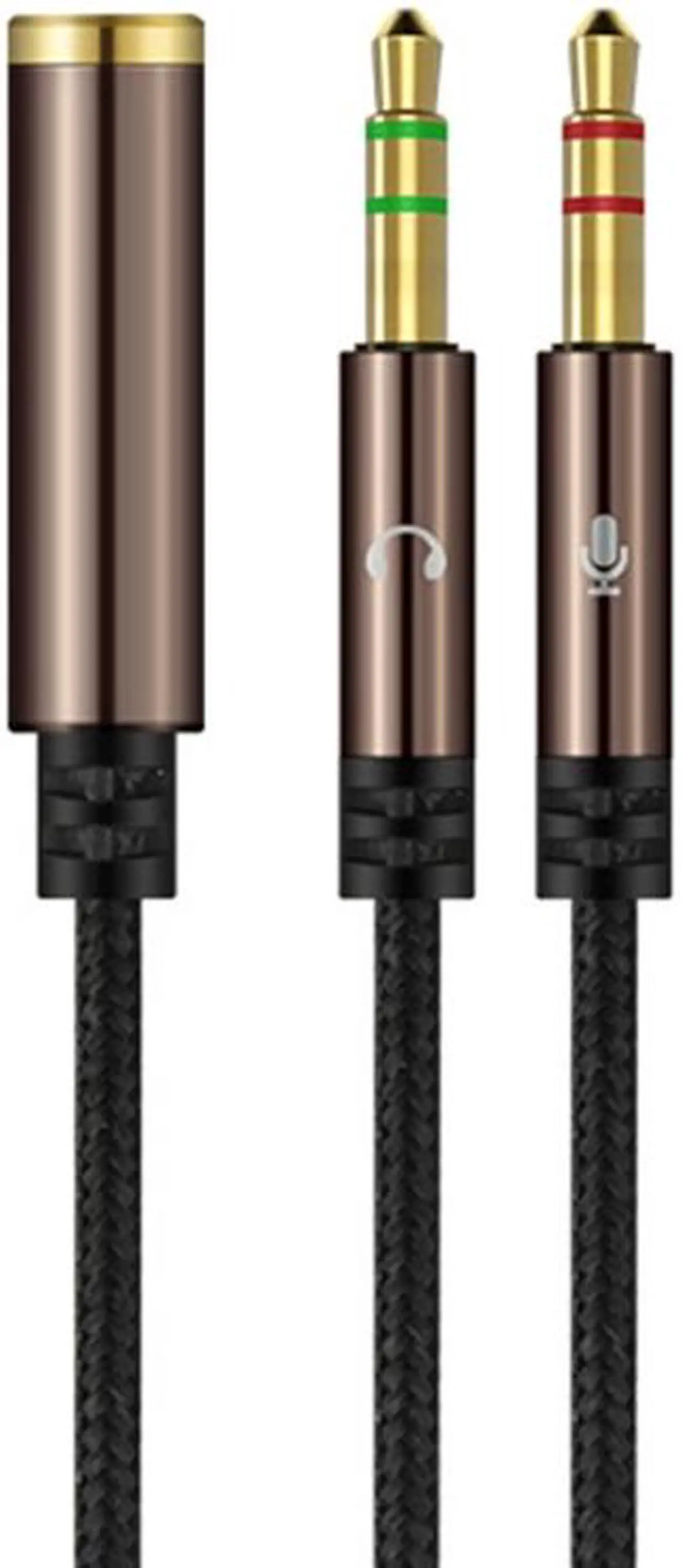Alt view image 3 of 6 - EnLabs Headphone Splitter for Computer Nylon-Braided 3.5mm Female to 2 Dual 3.5mm Male Mic Audio Y Splitter Cable - Smartphone 4-Pole Headset to PC 3 Position Audio & Microphone Adapter(1FT Coffee)
