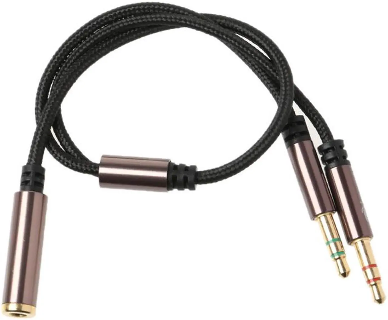 Alt view image 2 of 6 - EnLabs Headphone Splitter for Computer Nylon-Braided 3.5mm Female to 2 Dual 3.5mm Male Mic Audio Y Splitter Cable - Smartphone 4-Pole Headset to PC 3 Position Audio & Microphone Adapter(1FT Coffee)