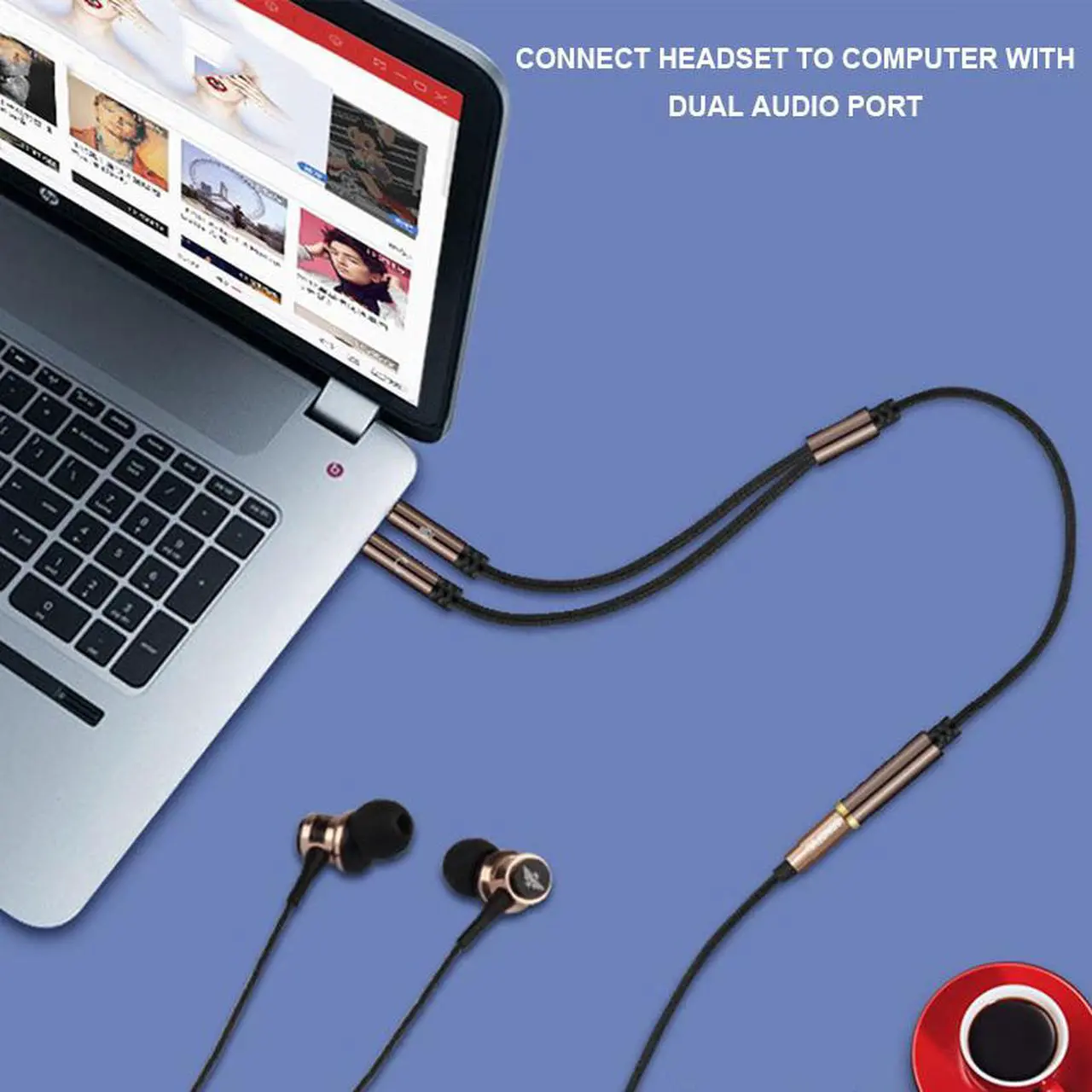 Alt view image 6 of 6 - EnLabs Headphone Splitter for Computer Nylon-Braided 3.5mm Female to 2 Dual 3.5mm Male Mic Audio Y Splitter Cable - Smartphone 4-Pole Headset to PC 3 Position Audio & Microphone Adapter(1FT Coffee)