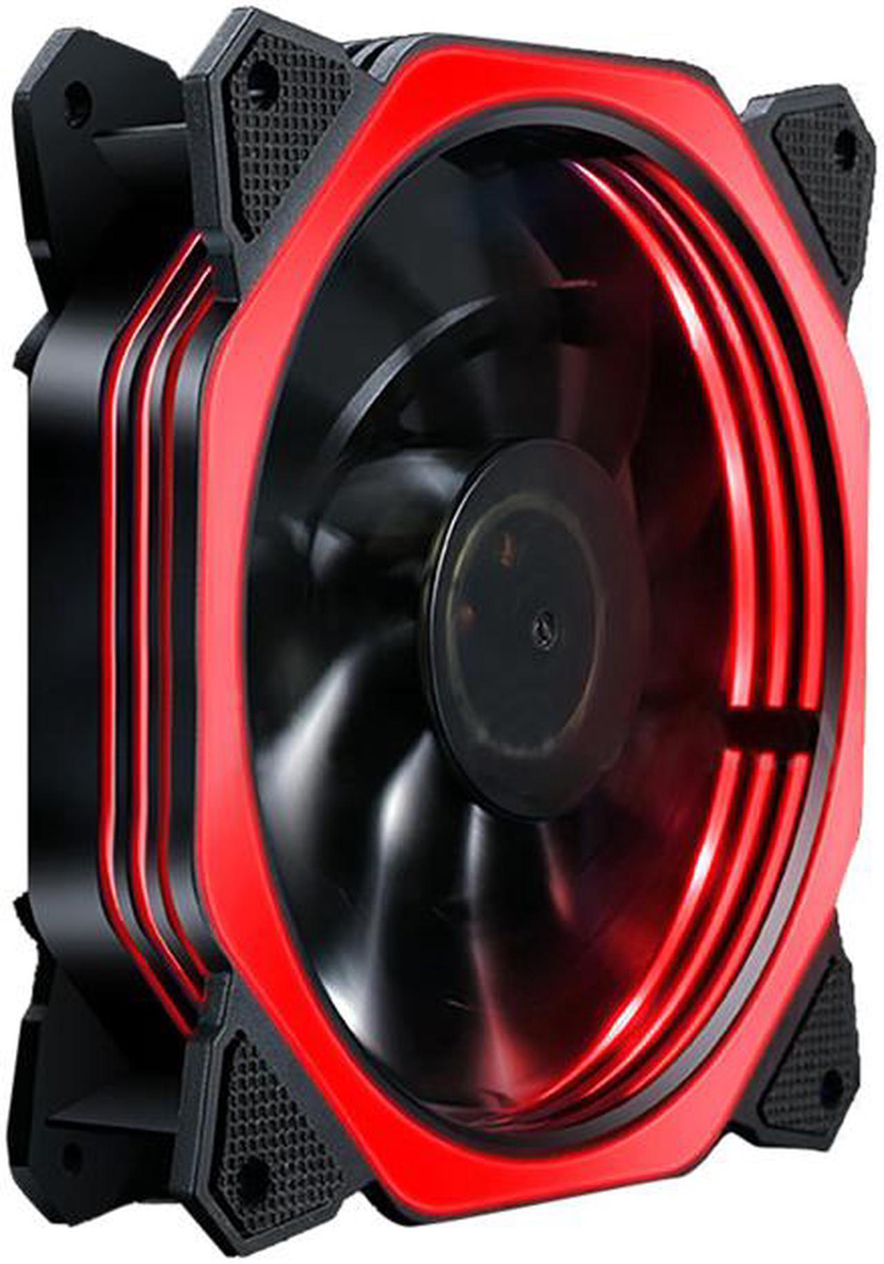 Multi-Lay LED Light 120MM 12CM PC Computer Case Cooling Fan Powered by 4 Pin / 3 Pin - Red LED