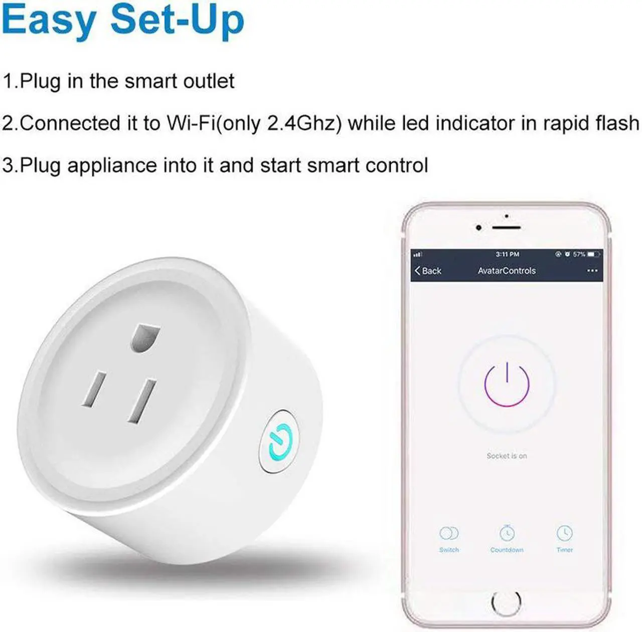 Alt view image 5 of 7 - Smart Plug WiFi Outlet Socket Compatible with Amazon Alexa for Google Home App/IFTTT, Smart Life APP Remote Control Socket Timer/ON/OFF Light/Home Device
