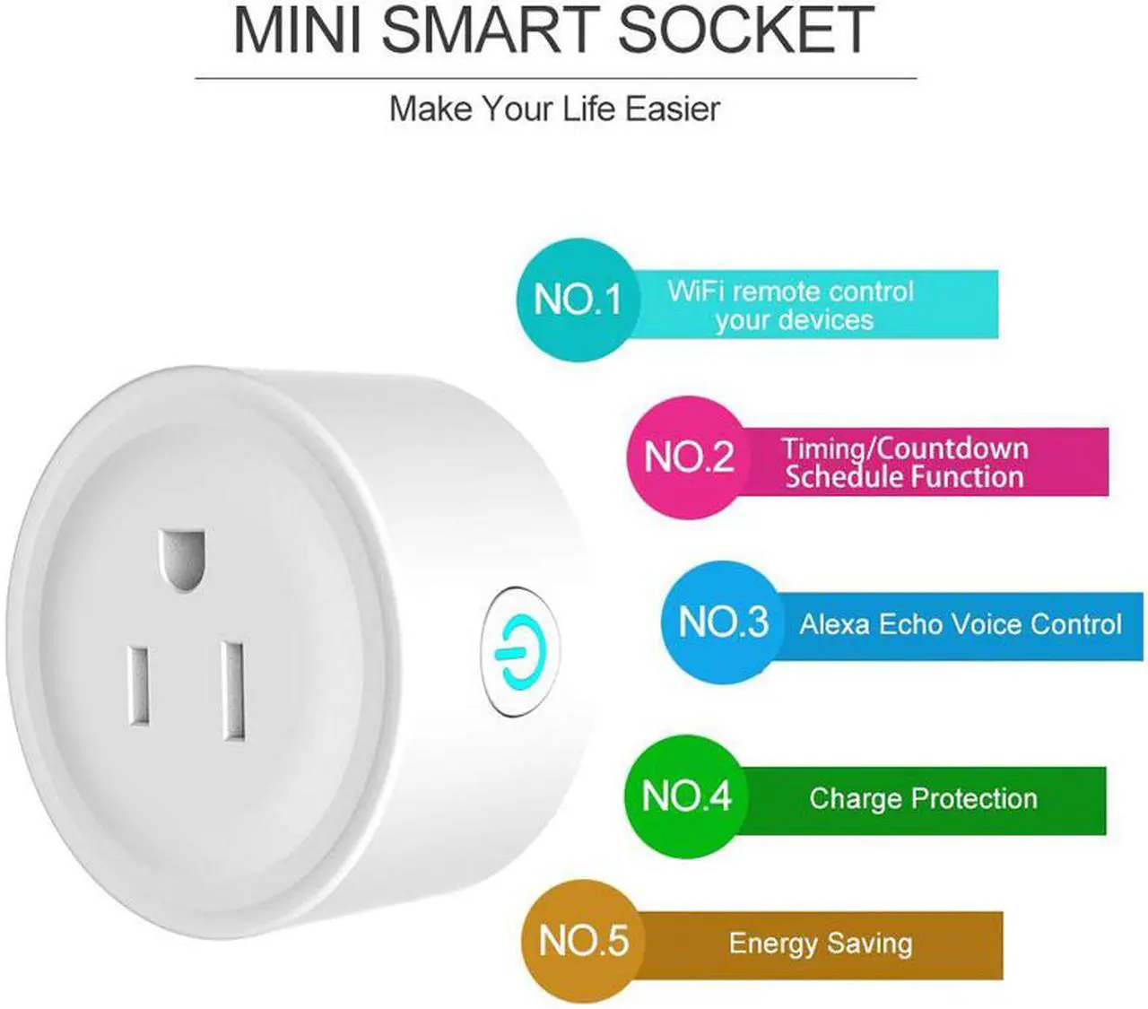 Alt view image 4 of 7 - Smart Plug WiFi Outlet Socket Compatible with Amazon Alexa for Google Home App/IFTTT, Smart Life APP Remote Control Socket Timer/ON/OFF Light/Home Device