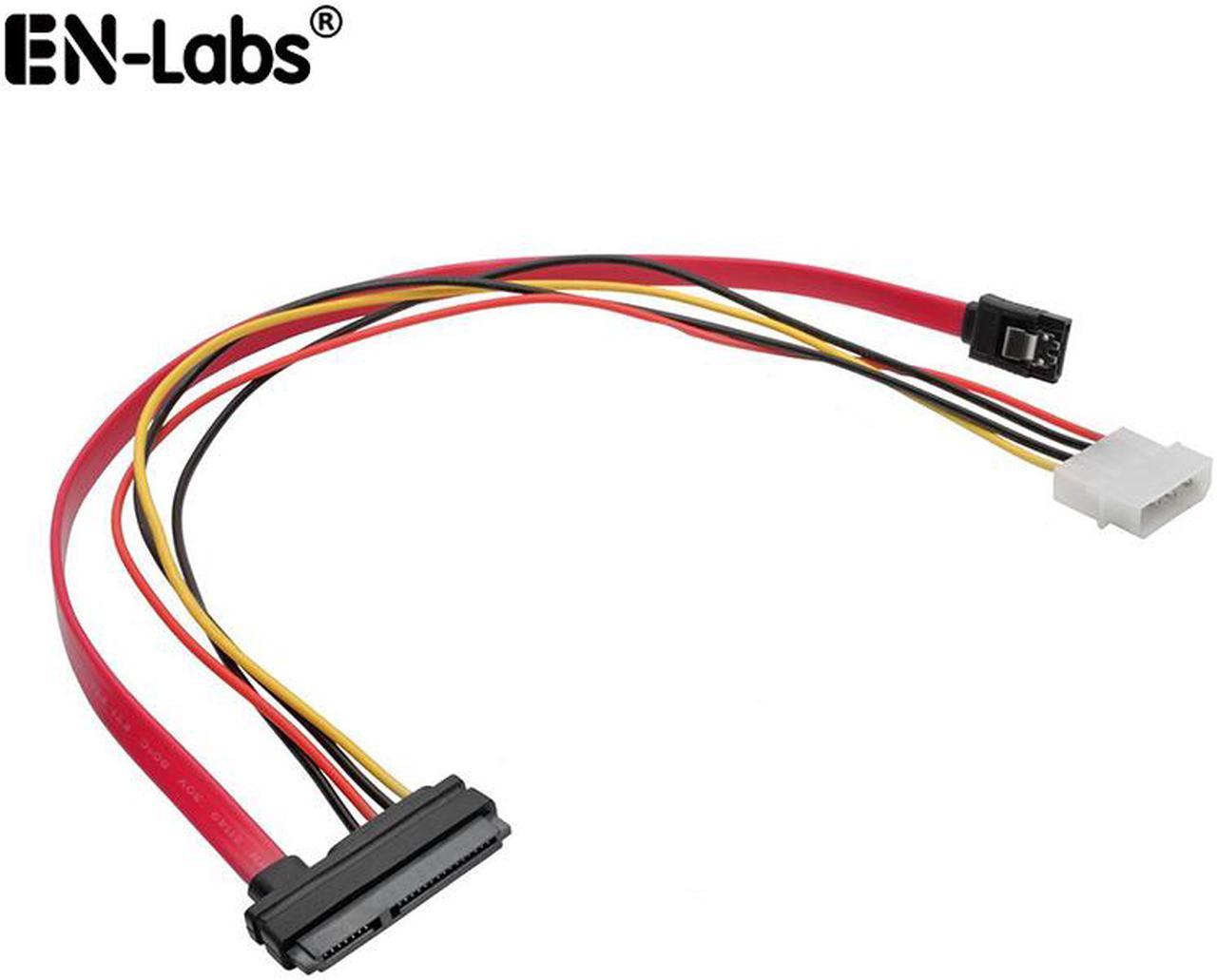 EnLabs SATA22P40CM SATA 22pin(7+15pin) to SATA 7pin with Molex 4pin Data and Power Combo Cable for SSD,HDD,CD-ROM - 1.3ft