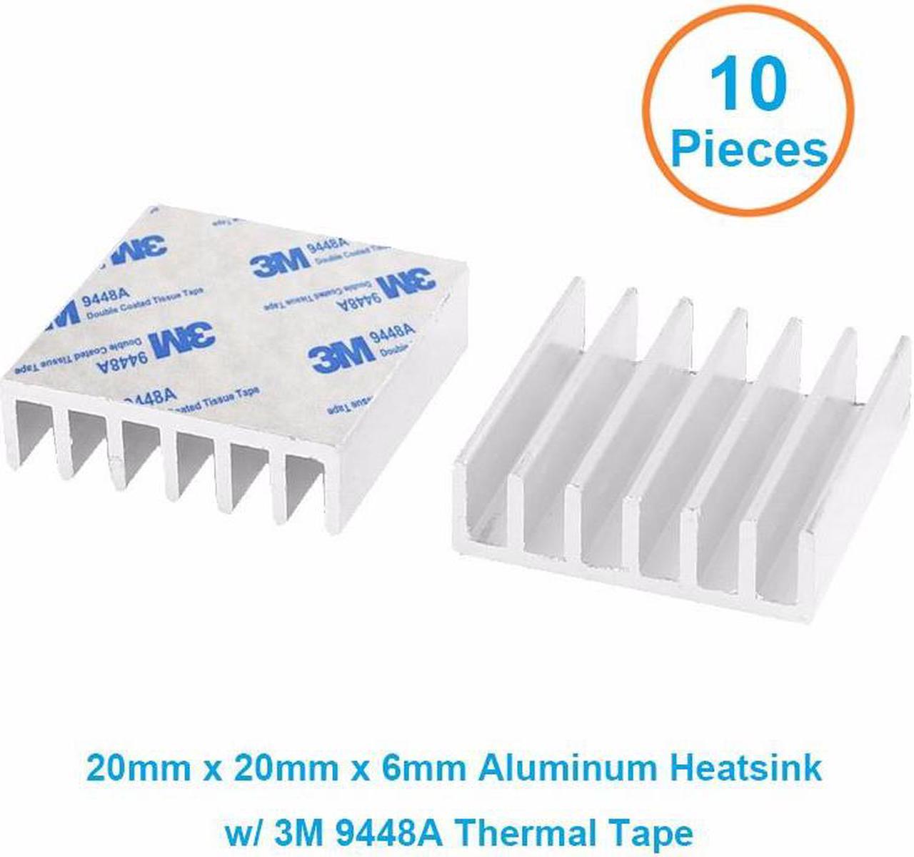 10pcs/lot Aluminum Heatsink 20*20*6mm Electronic Chip Radiator Cooler w/ 3M9448a Thermal Double Sided Adhesive Tape for IC,3D Printer,Motherboard,GPU,Xbox Cooling