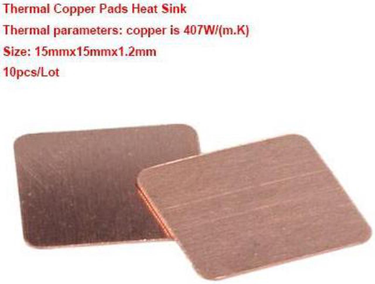 New Premium 10pcs/lot 15x15x1.2mm DIY Copper Shim Heatsink thermal Pad for Laptop GPU CPU VGA Chip RAM Memory chips Copper Heat sink