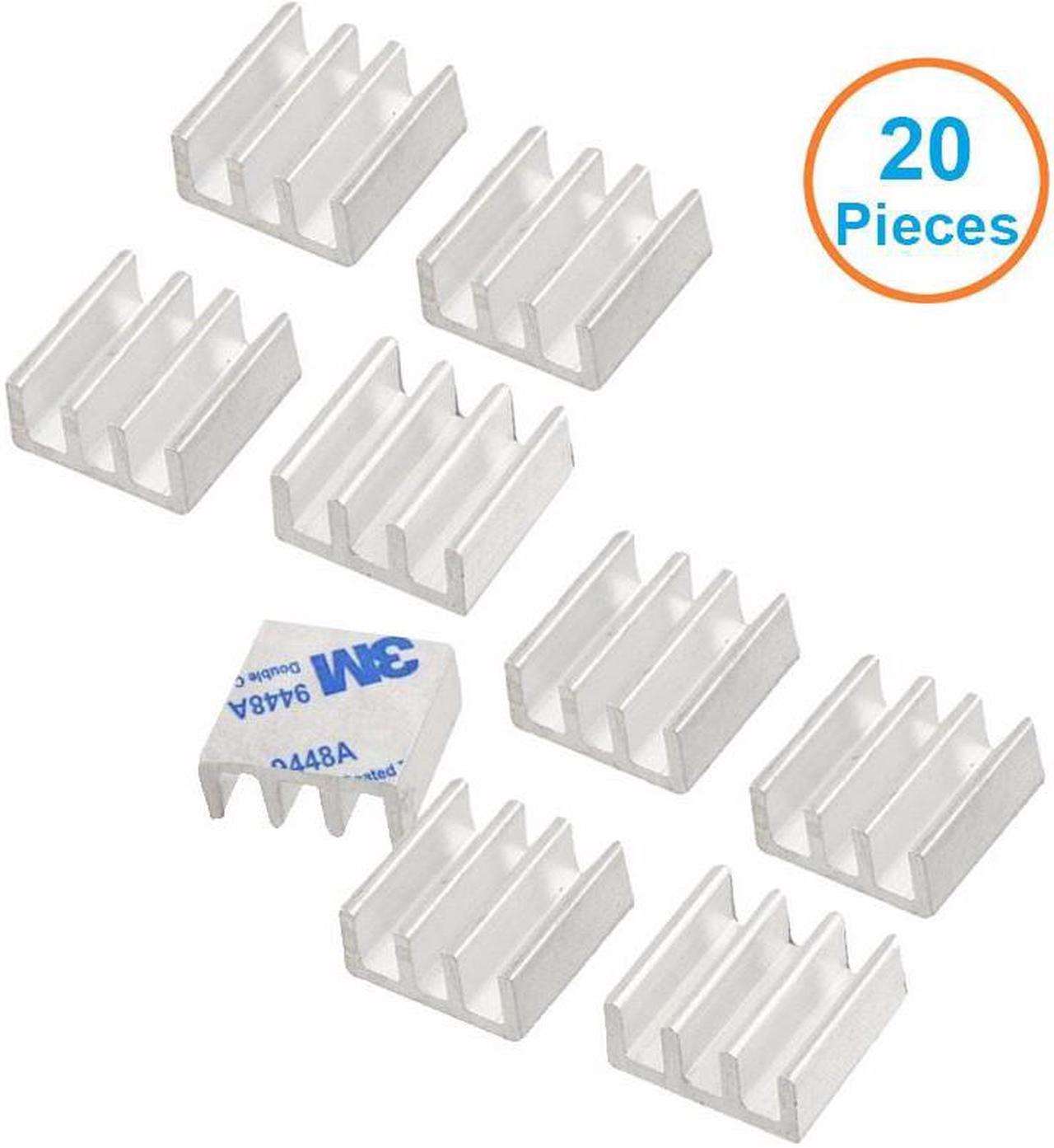 20pcs/lot Aluminum Heatsink 11*11*5mm Electronic Chip Radiator Cooler w/ 3M9448a Thermal Double Sided Adhesive Tape for IC,3D Printer,Motherboard,GPU,Xbox Cooling