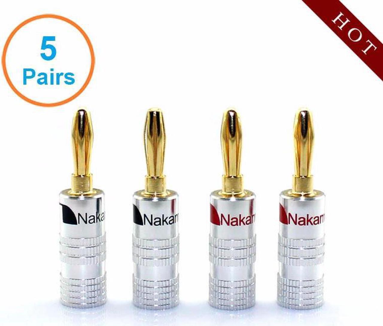 10pcs/ 5 pairs High-Quality Musical Amplifier Speaker Cable Wire Pin Banana Plug  24K Gold Plated Connector w/ Aluminum-Shell