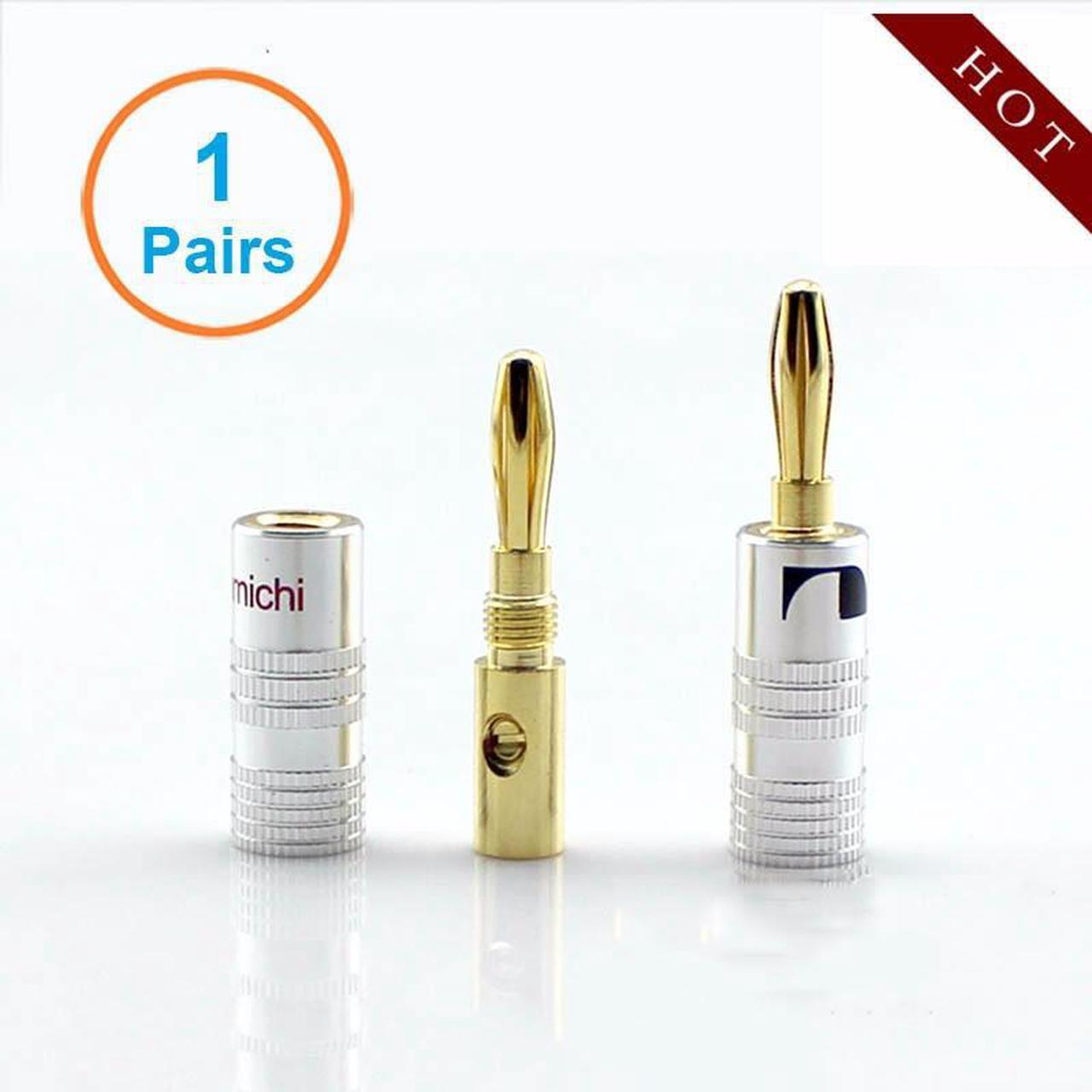 2pcs/ 1 pair High-Quality Musical Amplifier Speaker Cable Wire Pin Banana Plug  24K Gold Plated Connector w/ Aluminum-Shell