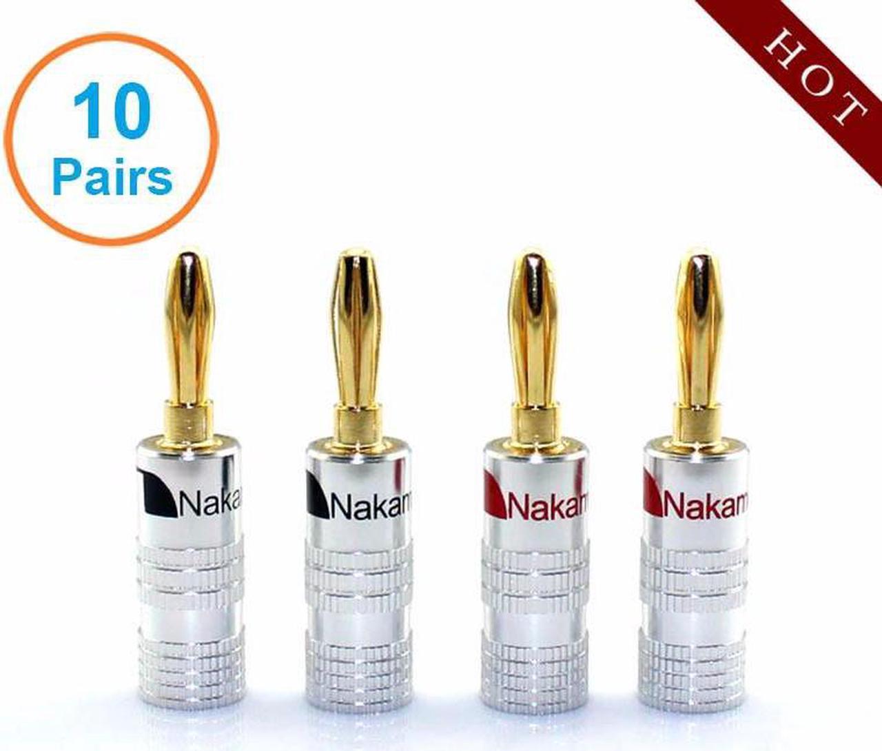 20pcs/ 10 pairs High-Quality Musical Amplifier Speaker Cable Wire Pin Banana Plug  24K Gold Plated Connector w/ Aluminum-Shell