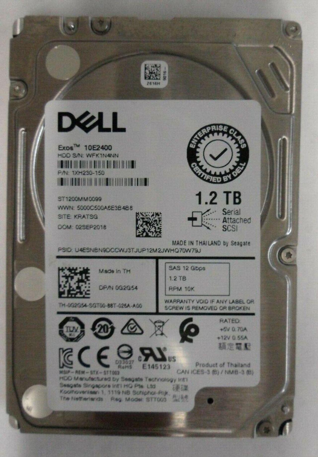 Main image of (NOT FOR HOME PC!) Dell G2G54 1.2TB Seagate ST1200MM0099 2.5"SAS 12Gb/s 10K Hard Drive
