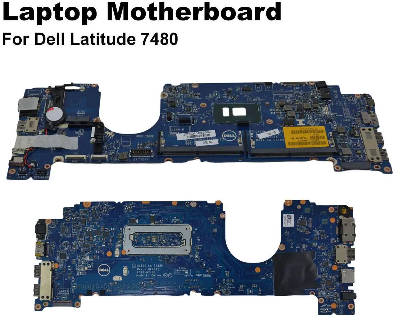 Alt view image 2 of 7 - Genuine Dell Latitude 7480 Motherboard i5-7300U 2.6GHz DDR4 LA-E132P MWGPY