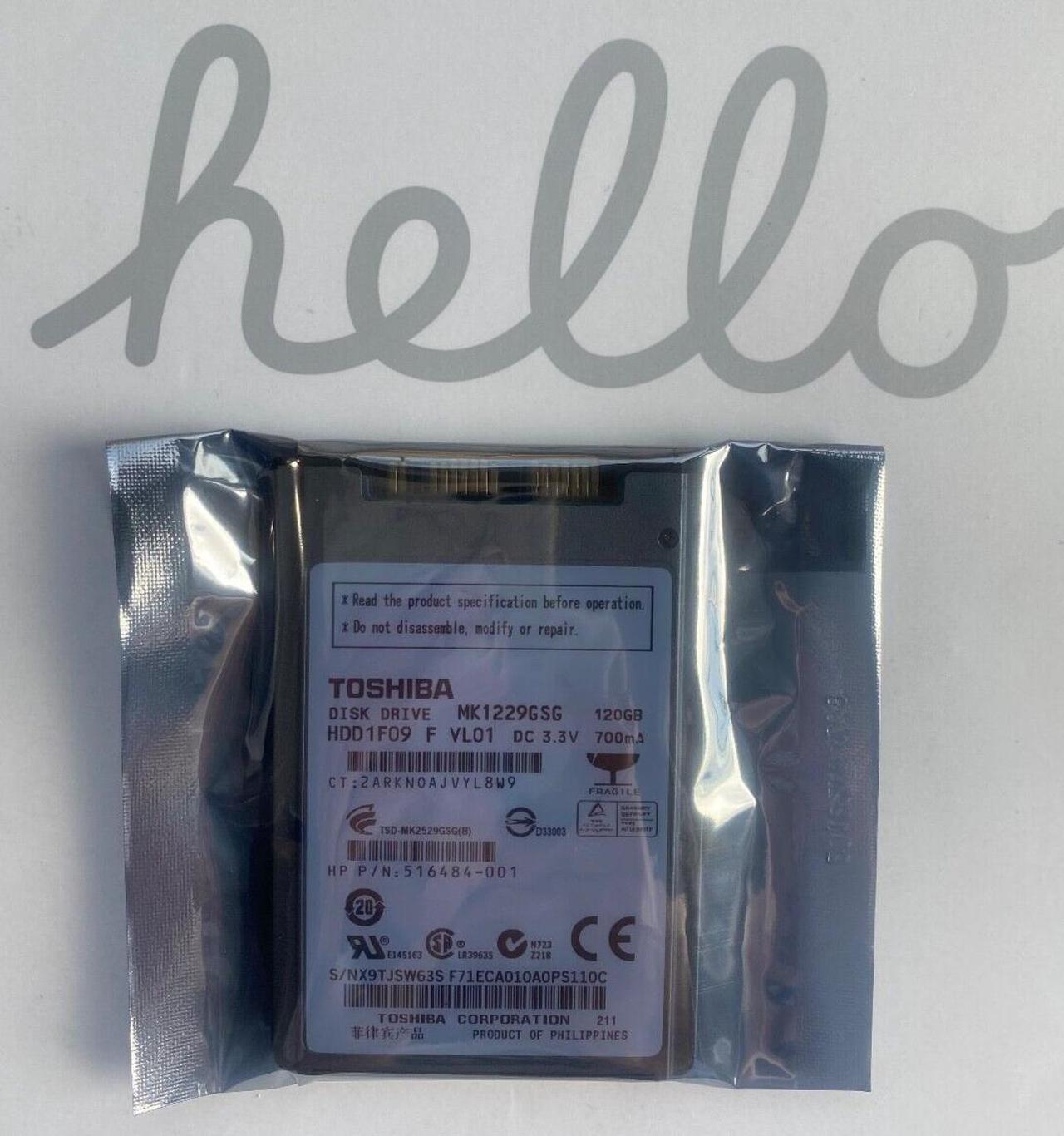 Main image of MK1229GSG TOSHIBA 120 GB HDD 1.8" 8 MB 5400 RPM MICRO SATA Hard Disk Drive