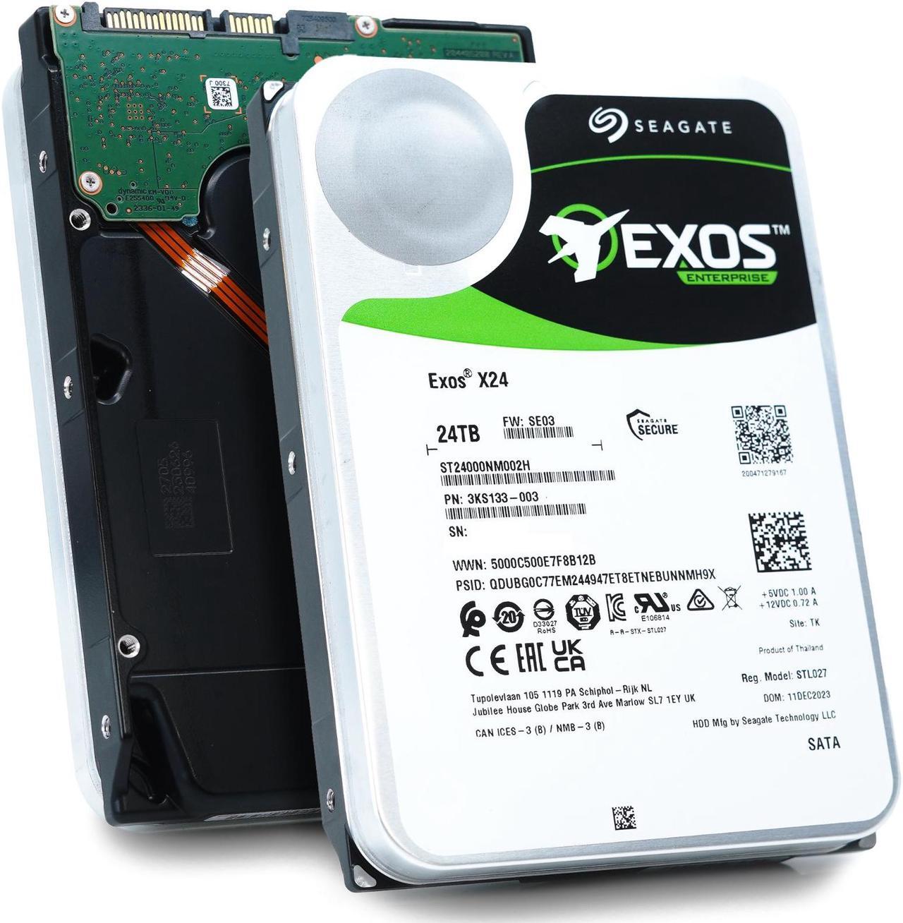 Main image of Seagate Exos X24 24TB SATA HDD ST24000NM002H 7.2K RPM 6Gb/s 512e 3.5in 512MB