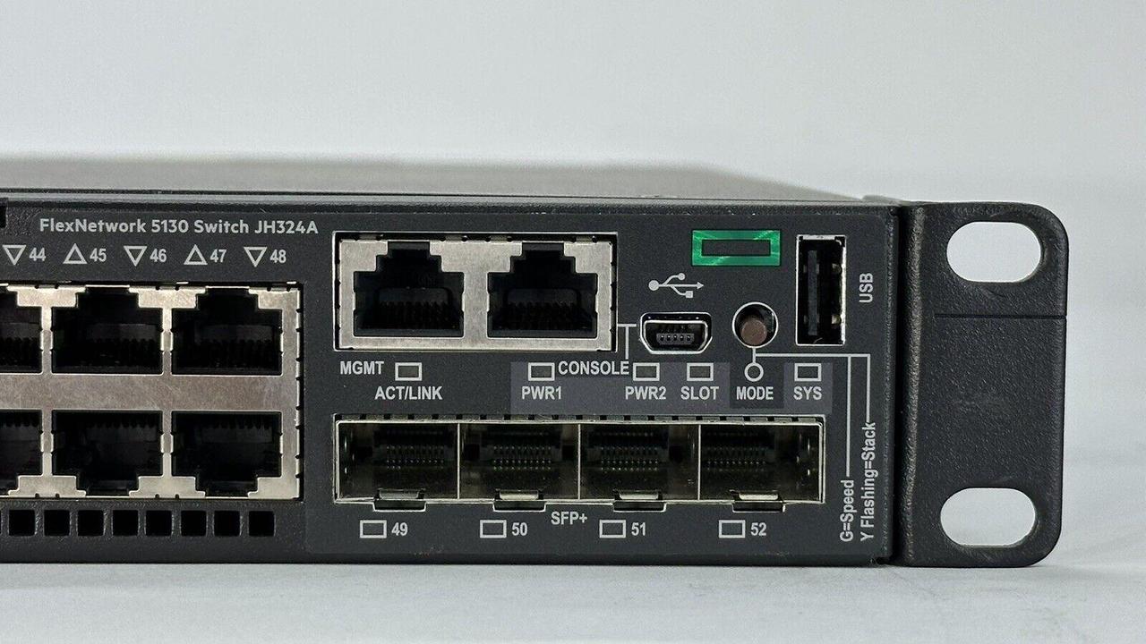 Alt view image 3 of 6 - HPE FlexNetwork 5130 48G 4xSFP+ 1-Slot HI 48x Gigabit 4x 10GbE 2x Fans 2x PSU L3