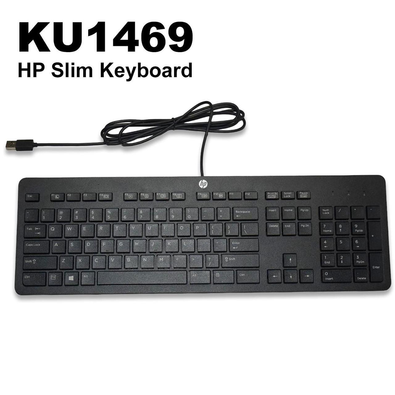 Alt view image 3 of 7 - Lot 25 HP Business Slim USB Keyboard Black SK2120 KU1469 Wired QWERTY 803181-001