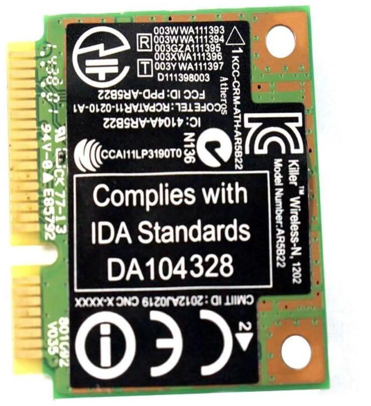 Alt view image 3 of 3 - Lot X5 Dell Killer 1202 Dual Band PCI-E Mini Card 300Mbps Bluetooth 4.0 0CTJ7G