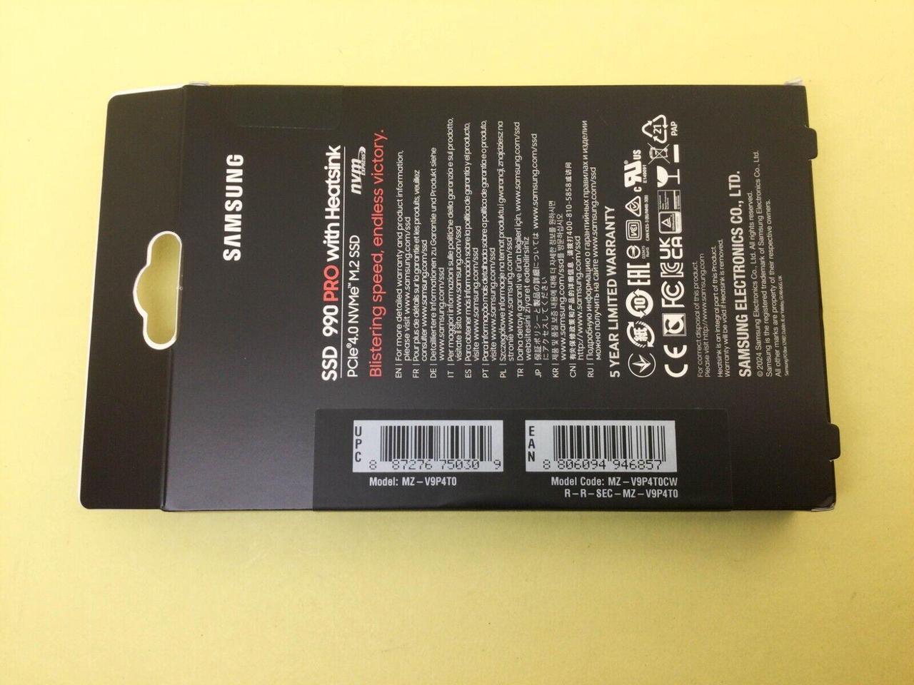 Alt view image 2 of 2 - SAMSUNG 990 Pro 4TB M.2 2280 PCIe 4.0 x4 NVMe SSD MZ-V9P4T0CW