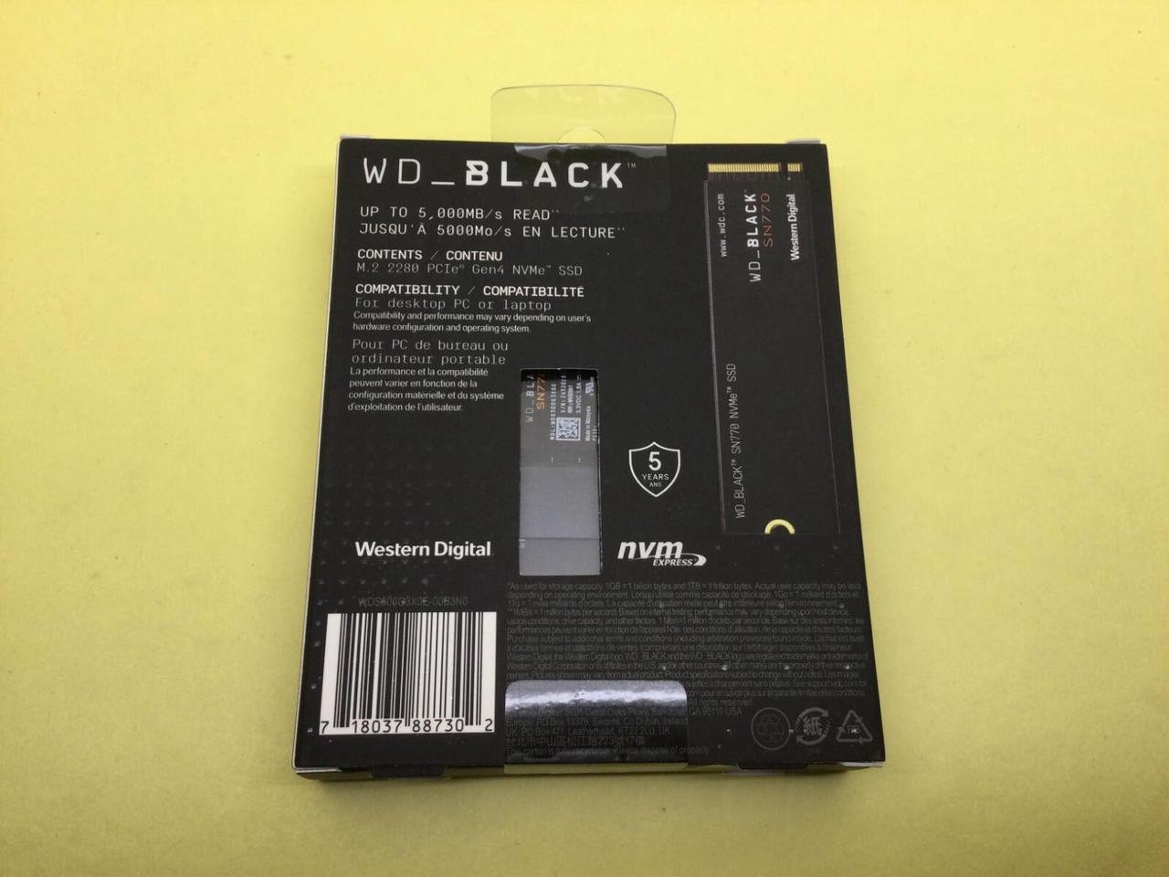 Alt view image 2 of 2 - WD BLACK SN770 500GB M.2 PCIe Gen 4 x4 NVMe Internal SSD WDS500G3X0E