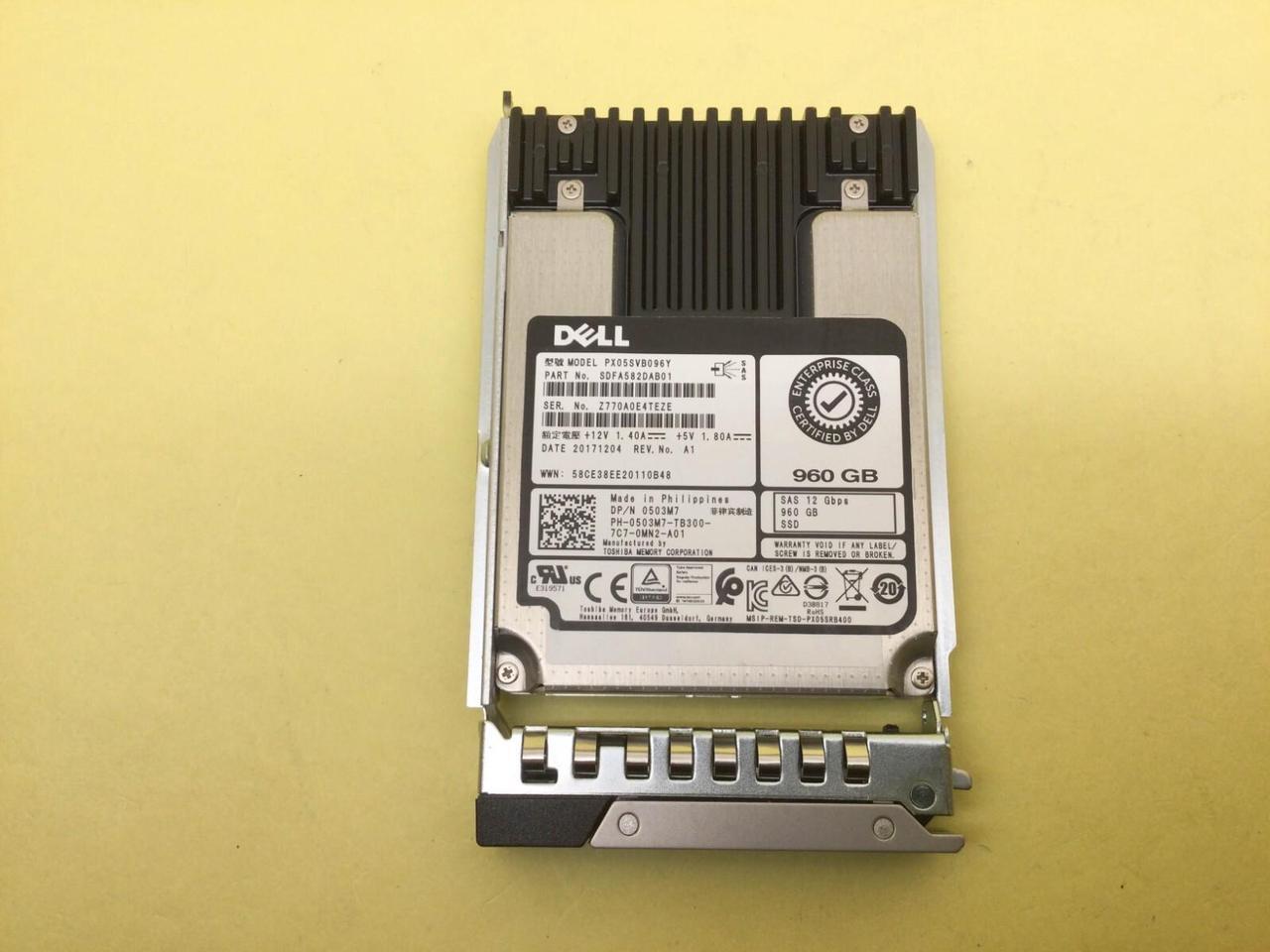 Main image of (NOT FOR HOME PC!) 503M7 DELL 960GB SAS 12Gb/s Mixed Use 2.5" SSD PX05SVB096Y 0503M7 *Health 50-79%