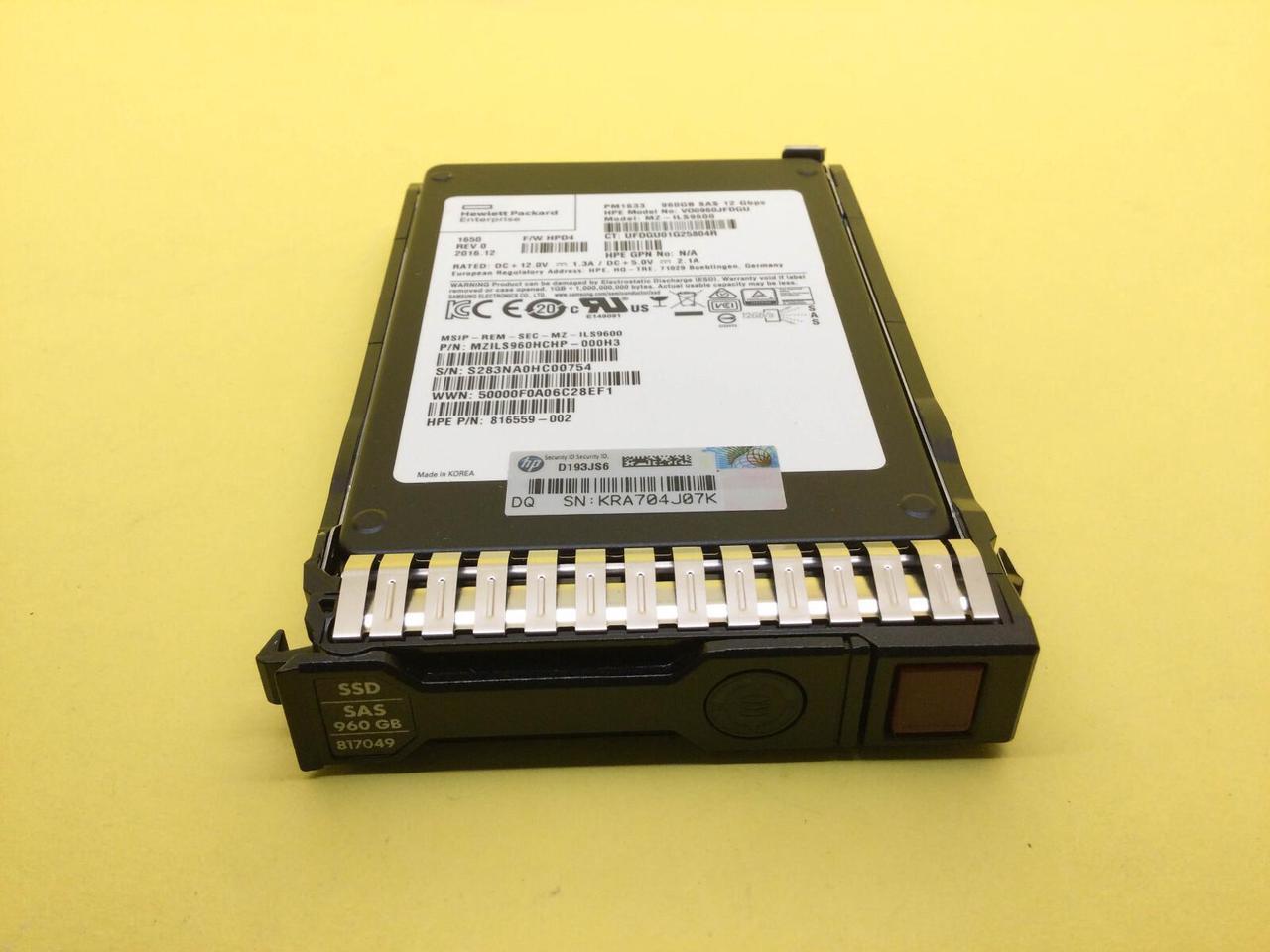 Alt view image 2 of 3 - (NOT FOR HOME PC!) 816568-B21 HP 960GB SAS 12G READ INTENSIVE SFF SC SSD 817049-001