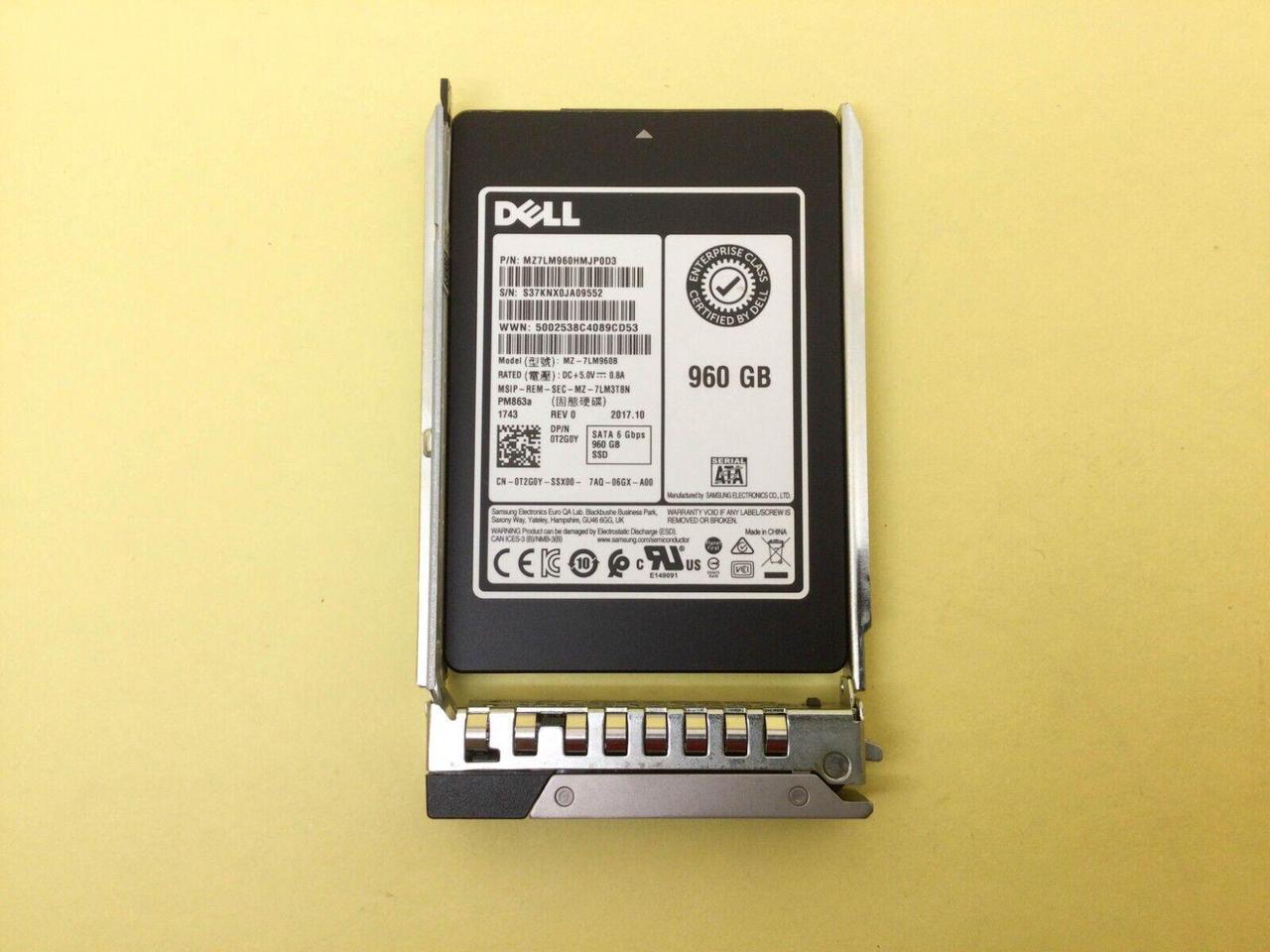 Main image of T2G0Y Dell 960GB SATA 6Gb/s Read Intensive 2.5'' SSD 0T2G0Y MZ-7LM960B w/ Gen14