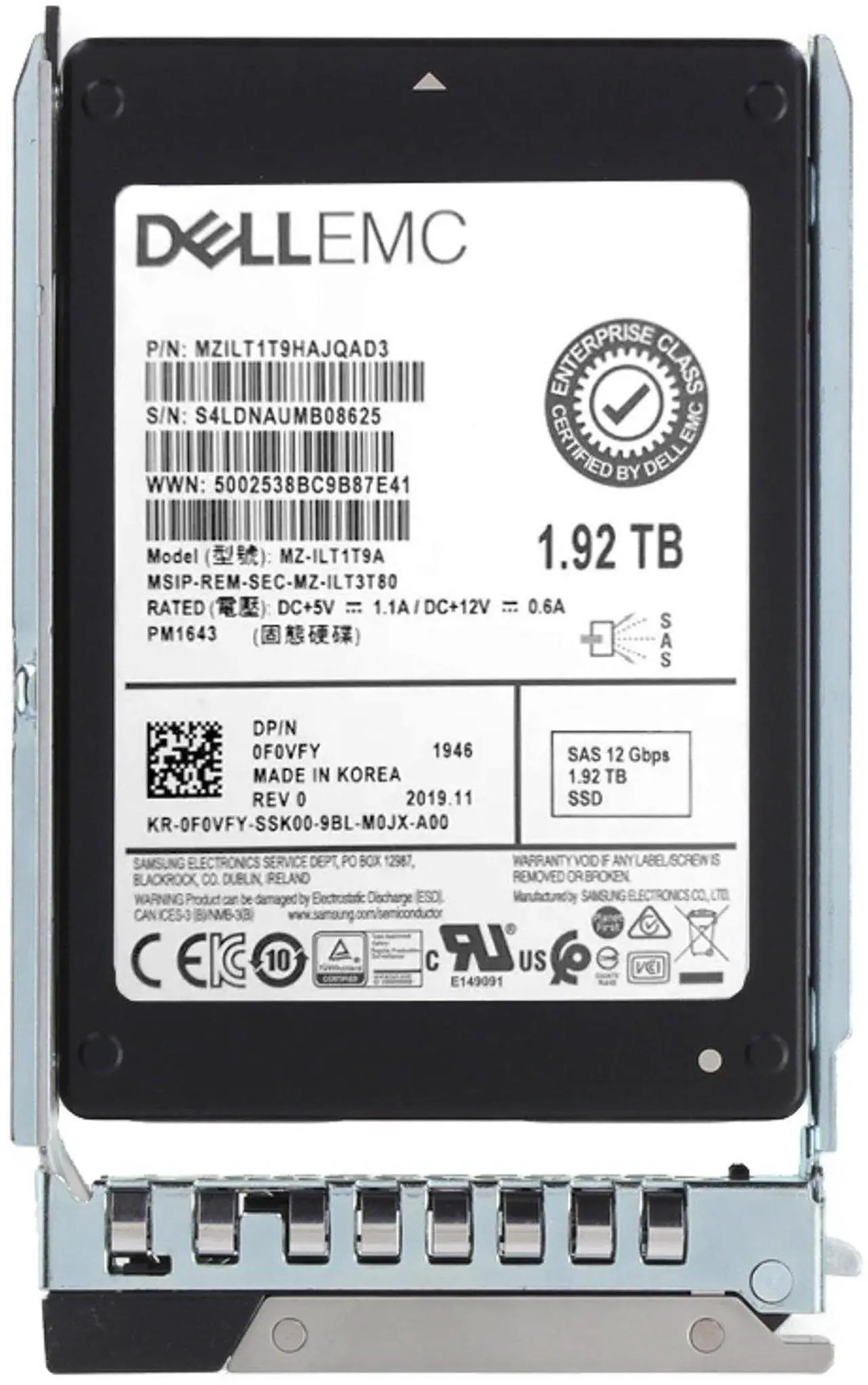 Alt view image 5 of 5 - (NOT FOR HOME PC!) Dell 1.92TB 12Gbps SAS RI TLC 2.5 SSD PM1643 (400-BFIC) (400-BFIC-OSTK)