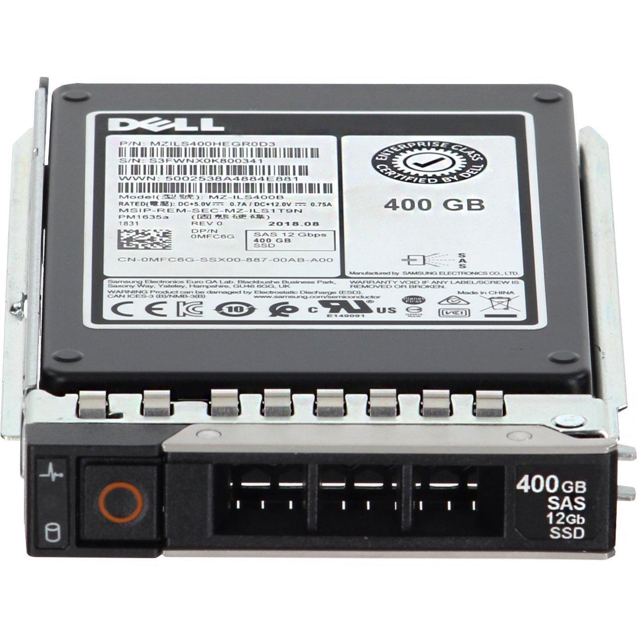 Alt view image 2 of 5 - (NOT FOR HOME PC!) Dell 400GB 12Gbps SAS MU TLC 2.5 SSD PM1635a CPO (MFC6G-CO3)