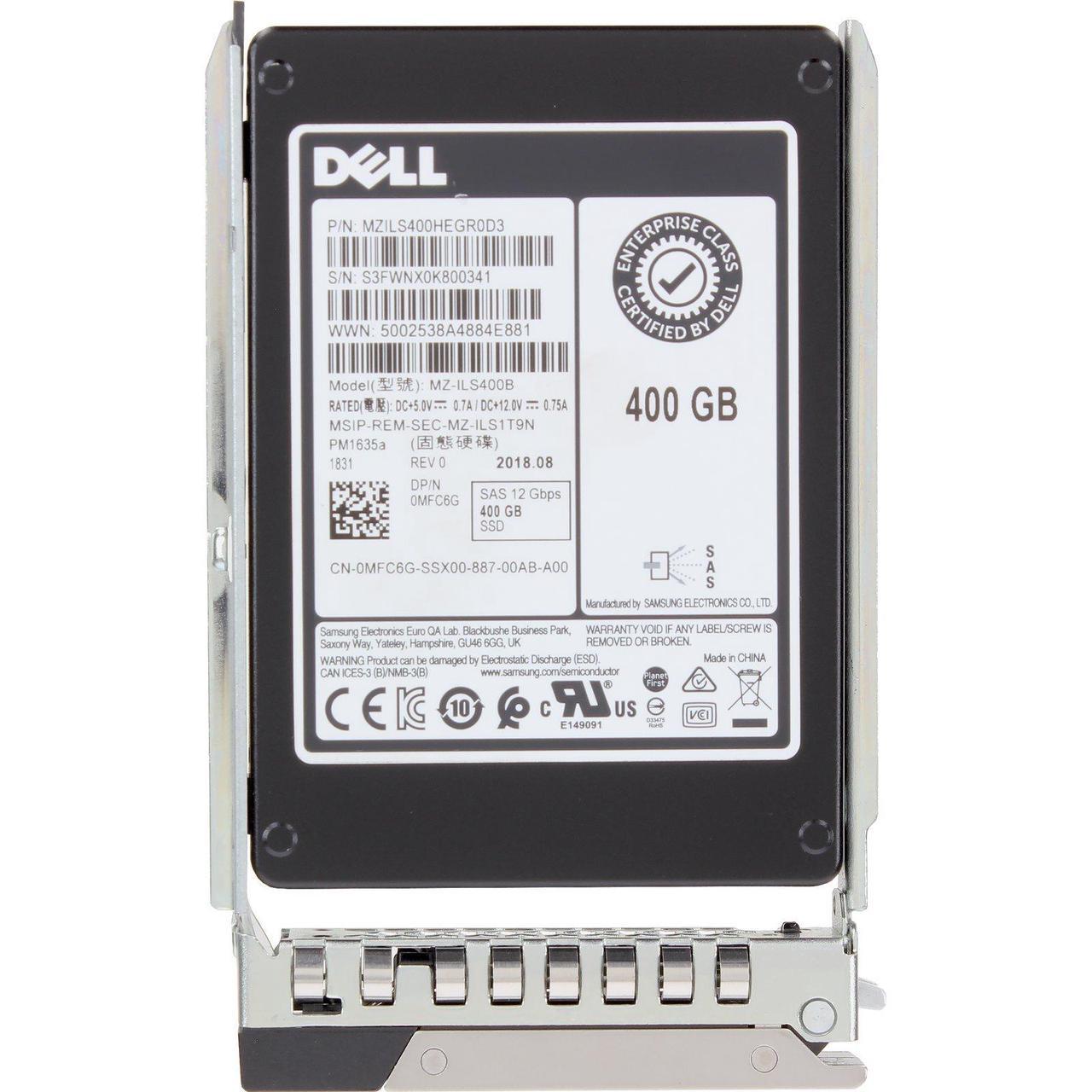 Alt view image 5 of 5 - (NOT FOR HOME PC!) Dell 400GB 12Gbps SAS MU TLC 2.5 SSD PM1635a CPO (MFC6G-CO3)