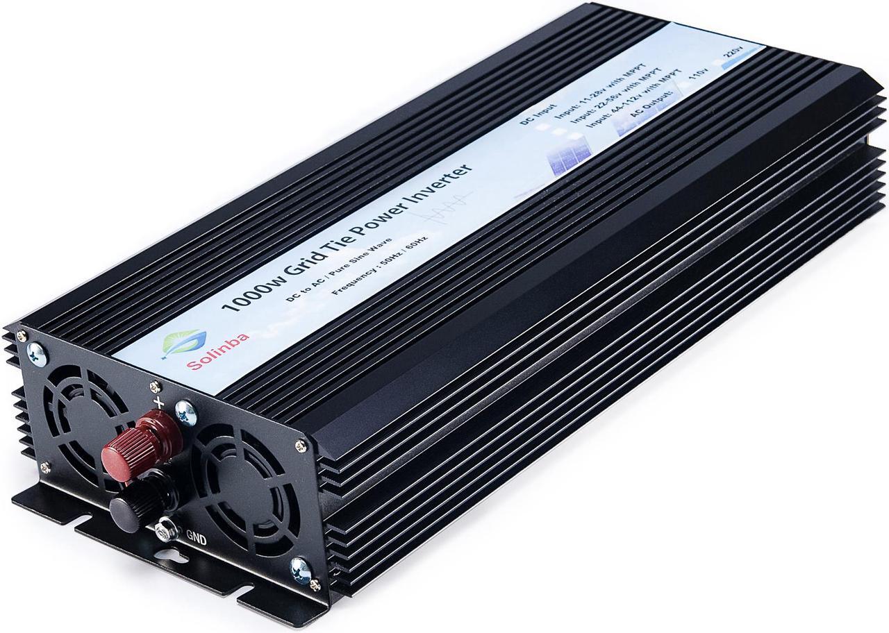 Alt view image 8 of 8 - Solinba 1000w on grid tie pure sine wave power inverter DC22-56v to AC 90-130v, 46-65Hz, USA plug, black color