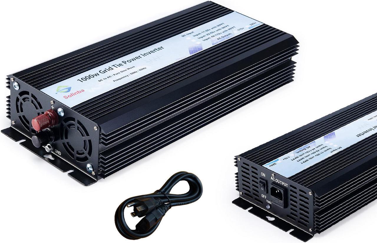 Main image of Solinba 1000w on grid tie pure sine wave power inverter DC22-56v to AC 90-130v, 46-65Hz, USA plug, black color