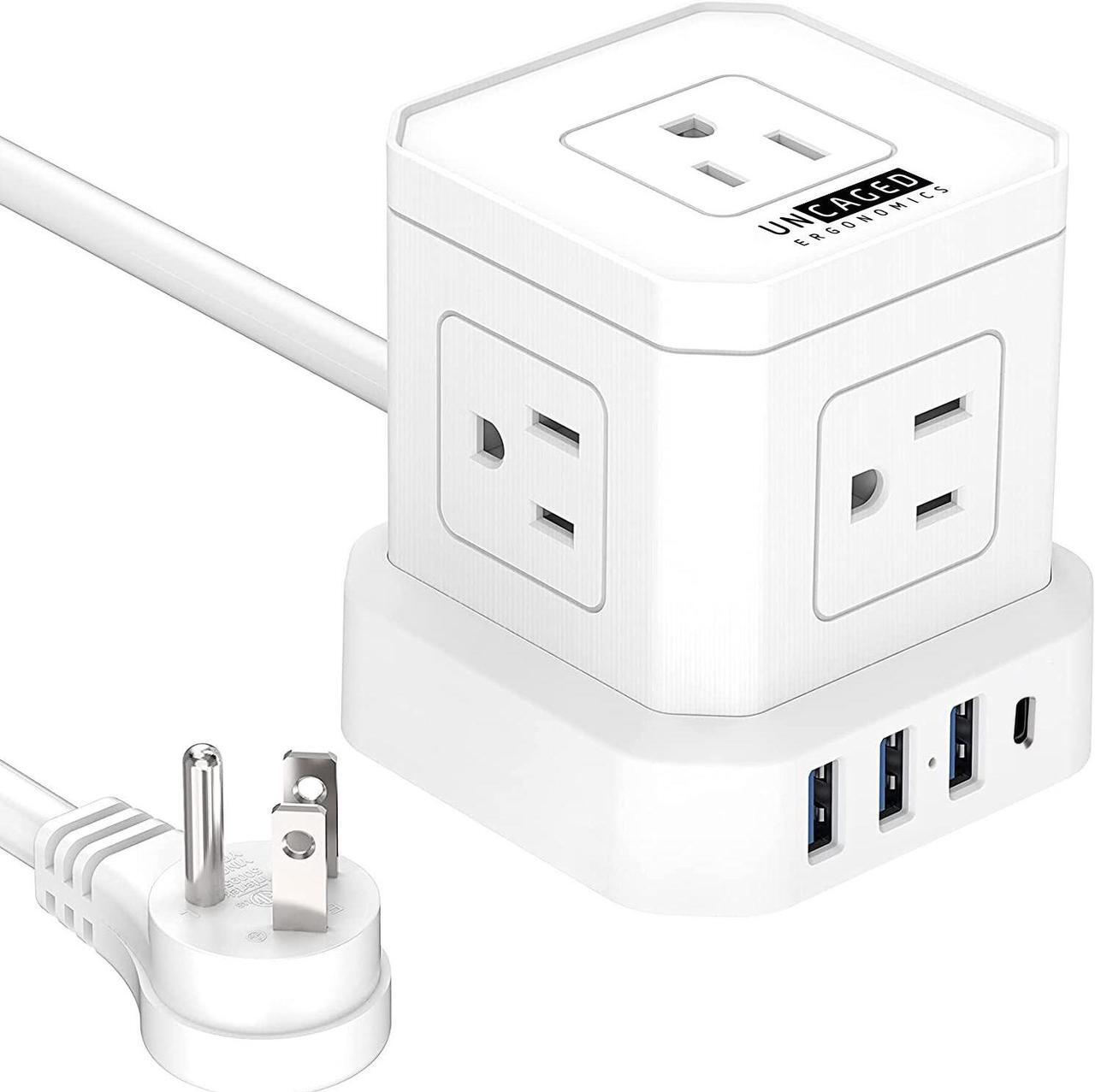 Alt view image 2 of 7 - Cube Power Strips with Surge Protection, 10ft Extension Cord with Multiple Outlets, 5 AC Plugs + 3 USB + 1 USB-C Fast Charging Power Strip with USB Ports, Mountable On/Off Switch Charging Station