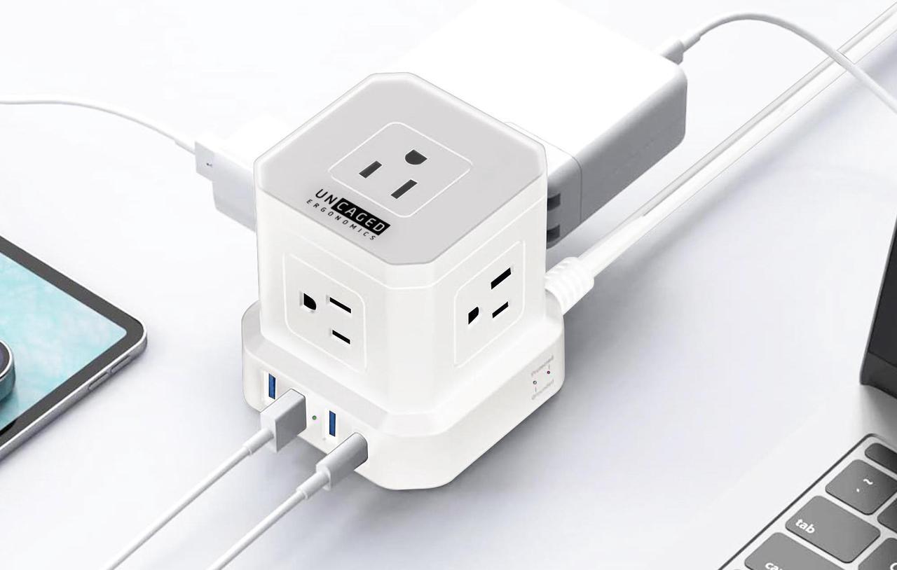 Alt view image 4 of 7 - Cube Power Strips with Surge Protection, 10ft Extension Cord with Multiple Outlets, 5 AC Plugs + 3 USB + 1 USB-C Fast Charging Power Strip with USB Ports, Mountable On/Off Switch Charging Station