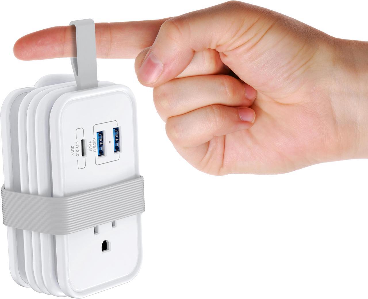 Main image of Portable Travel Power Strip with USB Ports, 3ft Travel Extension Cord with Multiple Outlets, 3 AC Outlets + 2 USB + 1 Fast-Charging USB-C, No Surge Travel Power Strip for Cruise Ship Home Office White