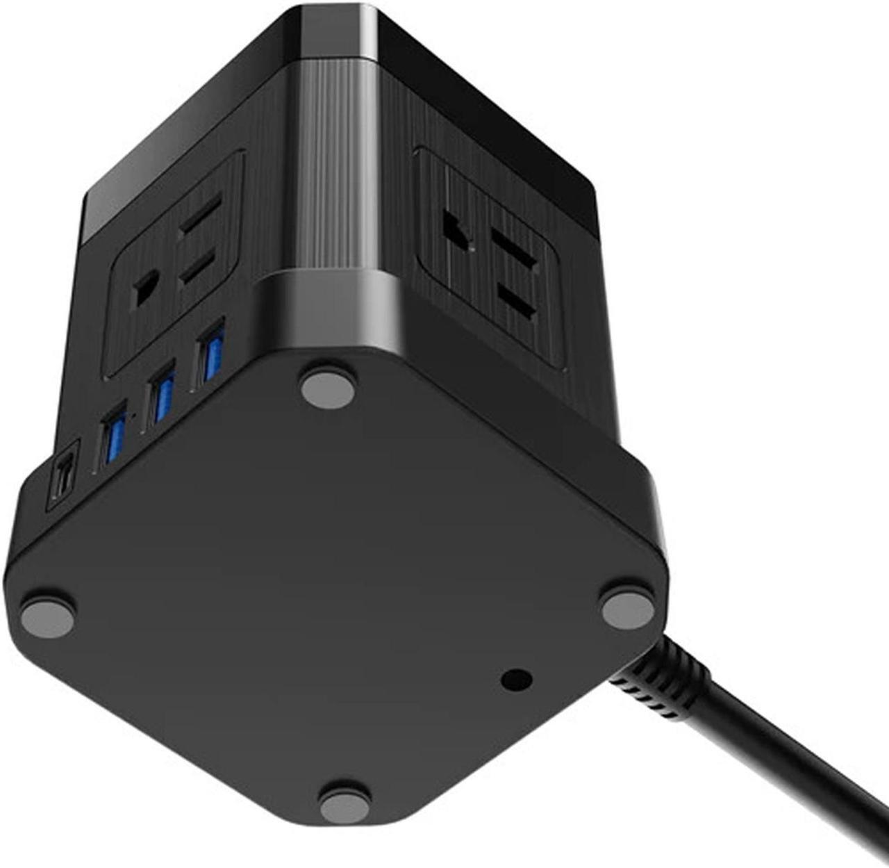 Alt view image 4 of 4 - Wireless Charger Cube Power Strip with USB Ports, Power Strips with Surge Protection, 10ft Extension Cord with Multiple Outlets, 4 AC Plugs + 3 USB + 1  USB-C Fast Charging, Mountable On/Off Switch