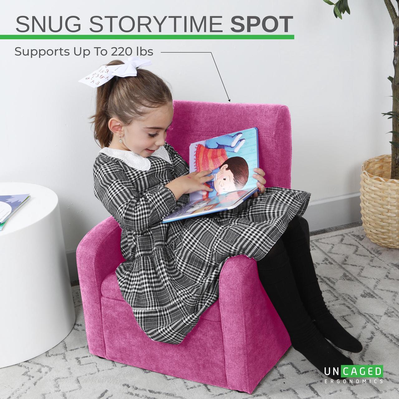 Alt view image 3 of 7 - STASH Comfy Kids Sofa Chair  cute toddler chair toy storage chest. Kids folding chair converts to an ottoman. Small toddler chairs for girls boys supports 200lbs! kids lounge chair kids chair comfy