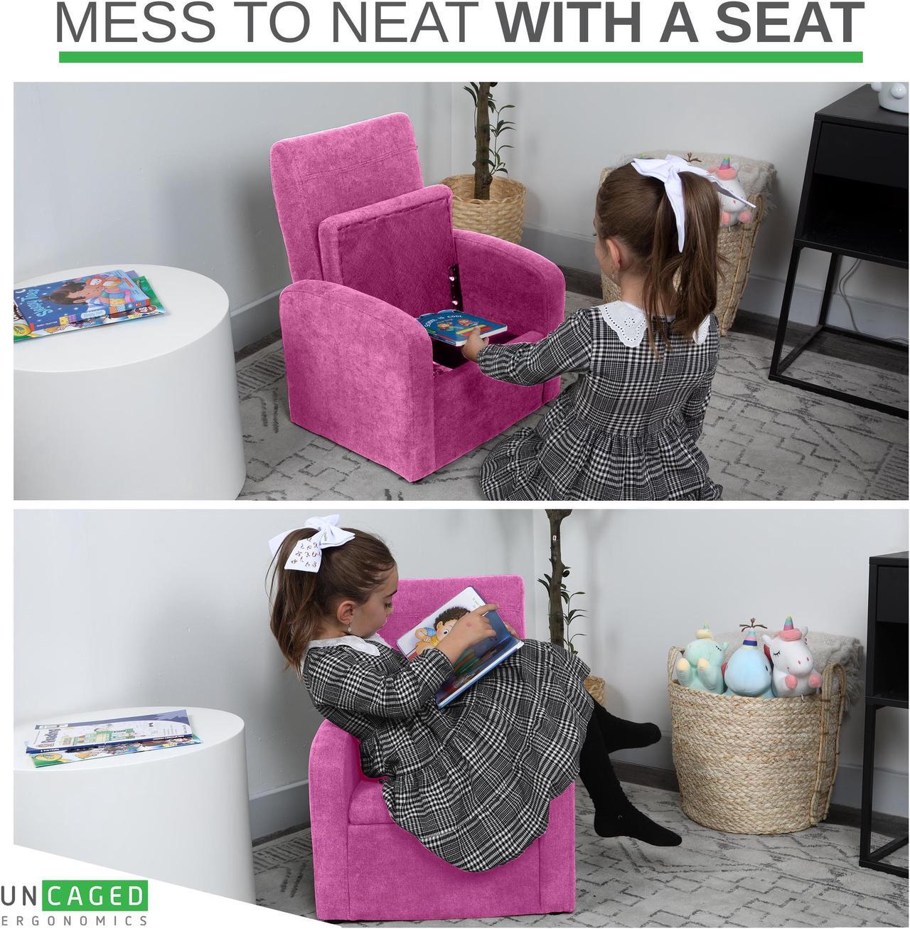 Alt view image 4 of 7 - STASH Comfy Kids Sofa Chair  cute toddler chair toy storage chest. Kids folding chair converts to an ottoman. Small toddler chairs for girls boys supports 200lbs! kids lounge chair kids chair comfy