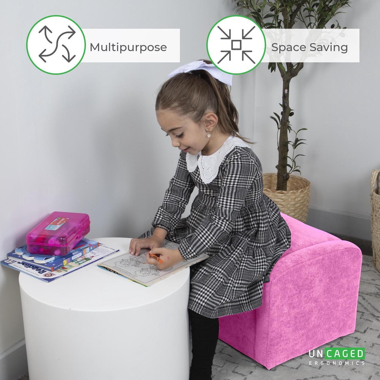 Alt view image 5 of 7 - STASH Comfy Kids Sofa Chair  cute toddler chair toy storage chest. Kids folding chair converts to an ottoman. Small toddler chairs for girls boys supports 200lbs! kids lounge chair kids chair comfy