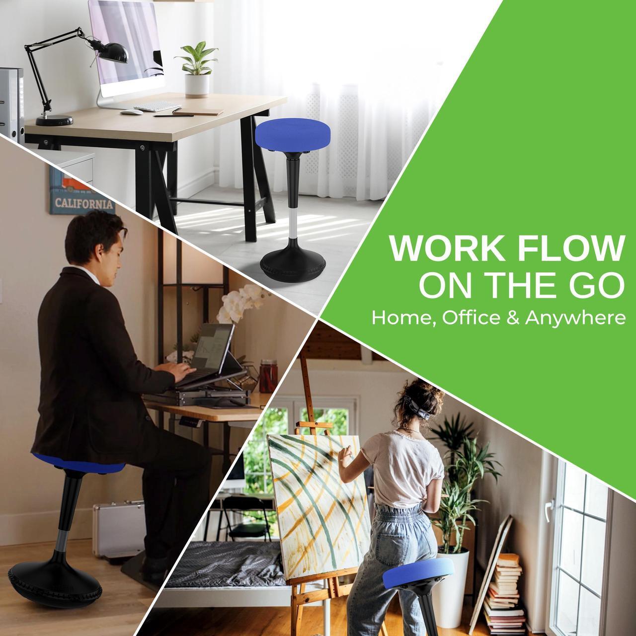 Alt view image 7 of 14 - Wobble Stool Standing Desk Stool - tall office chair for standing desk chair wobble stools for classroom seating adhd chair height adjustable stool 23-33" Active stool for standing desk wobble chairs